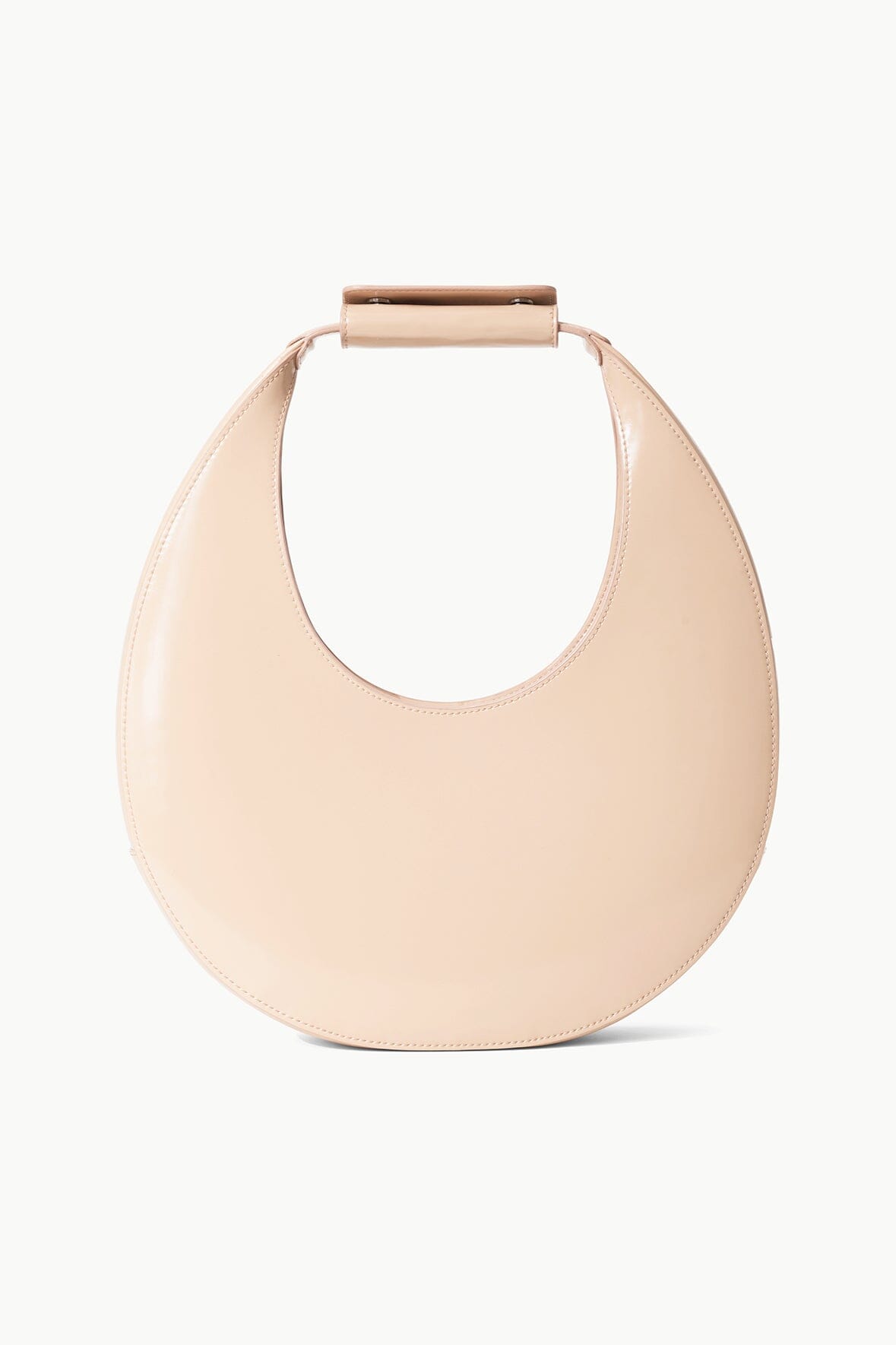 STAUD Beige Moon Bag - Leather Crescent Shoulder Bag with Magnetic Clasp