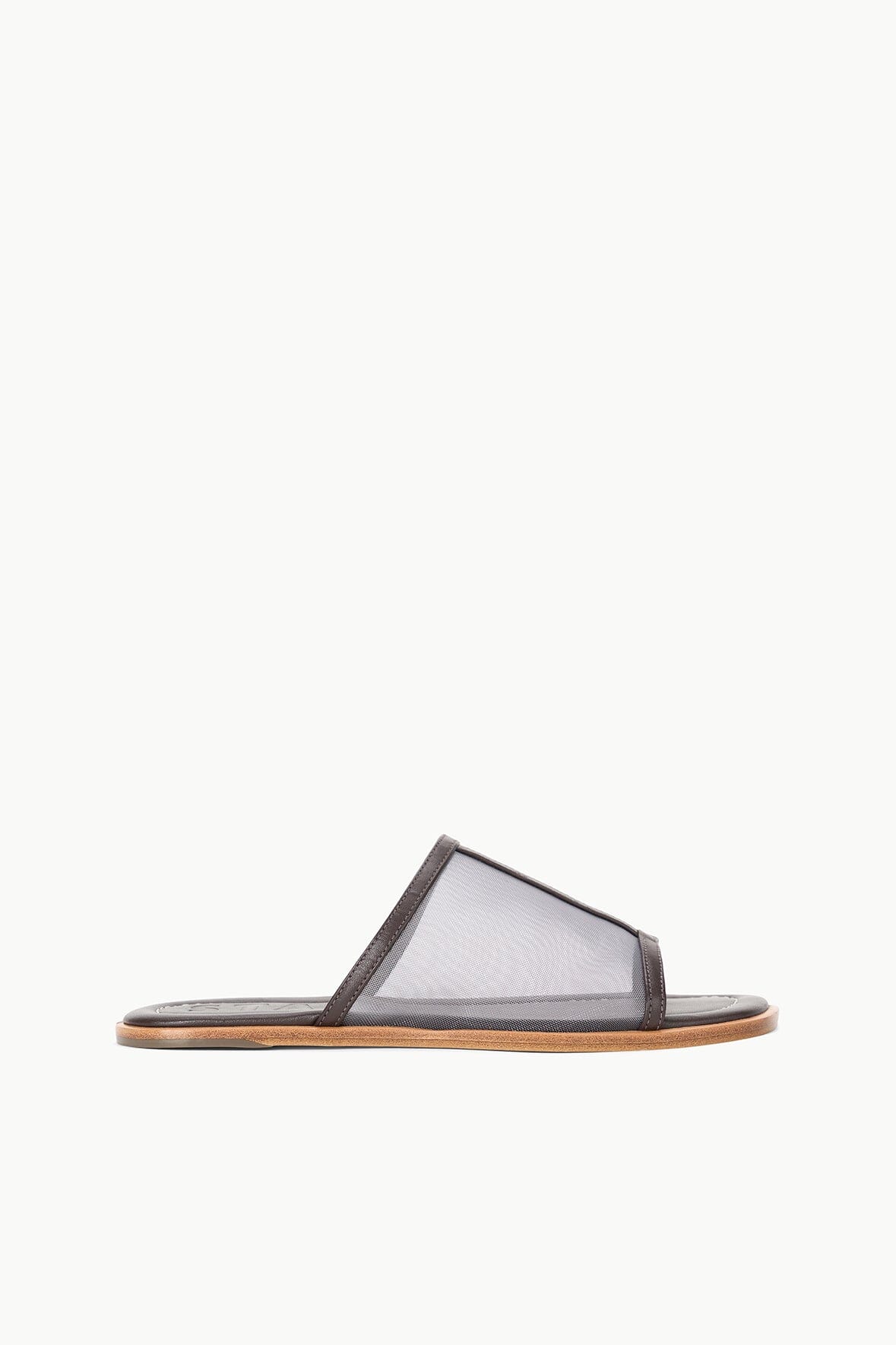 Alessandra Espresso Mesh Nappa Leather Slip-On Sandals