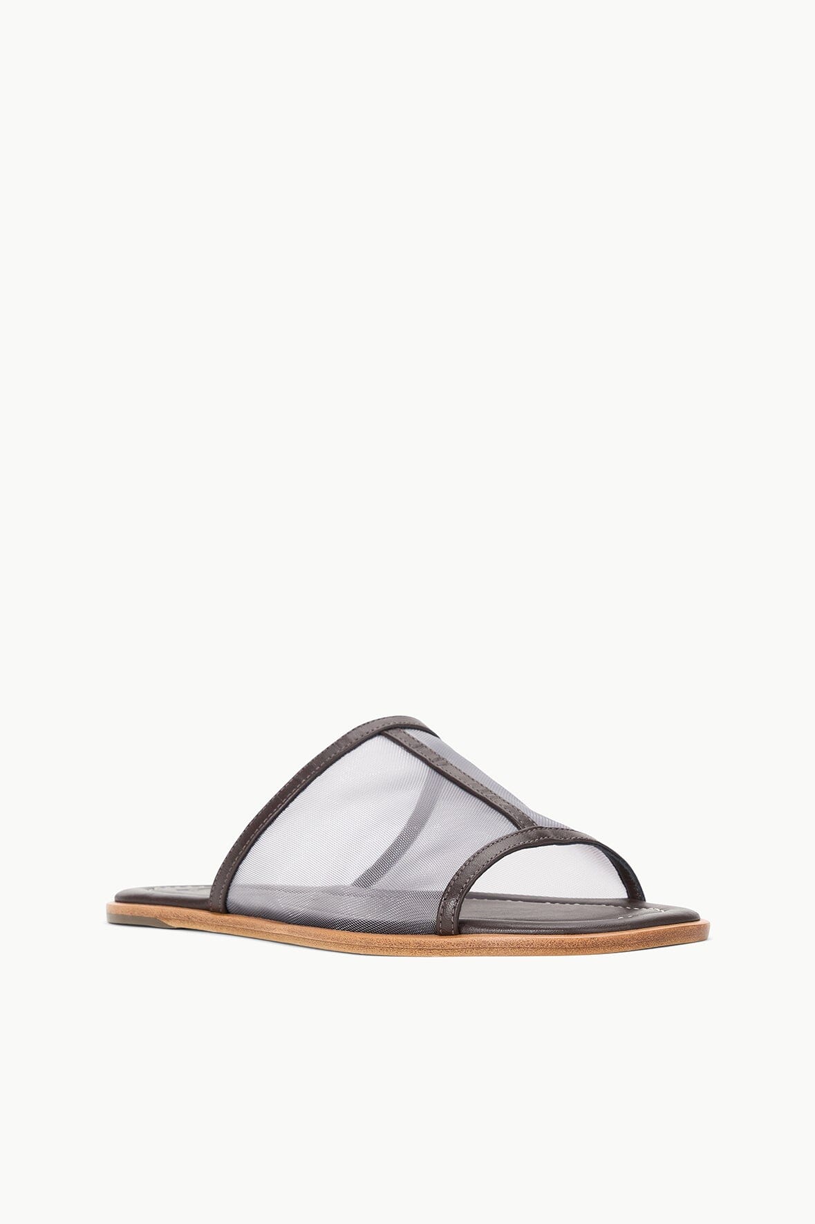 Alessandra Espresso Mesh Nappa Leather Slip-On Sandals