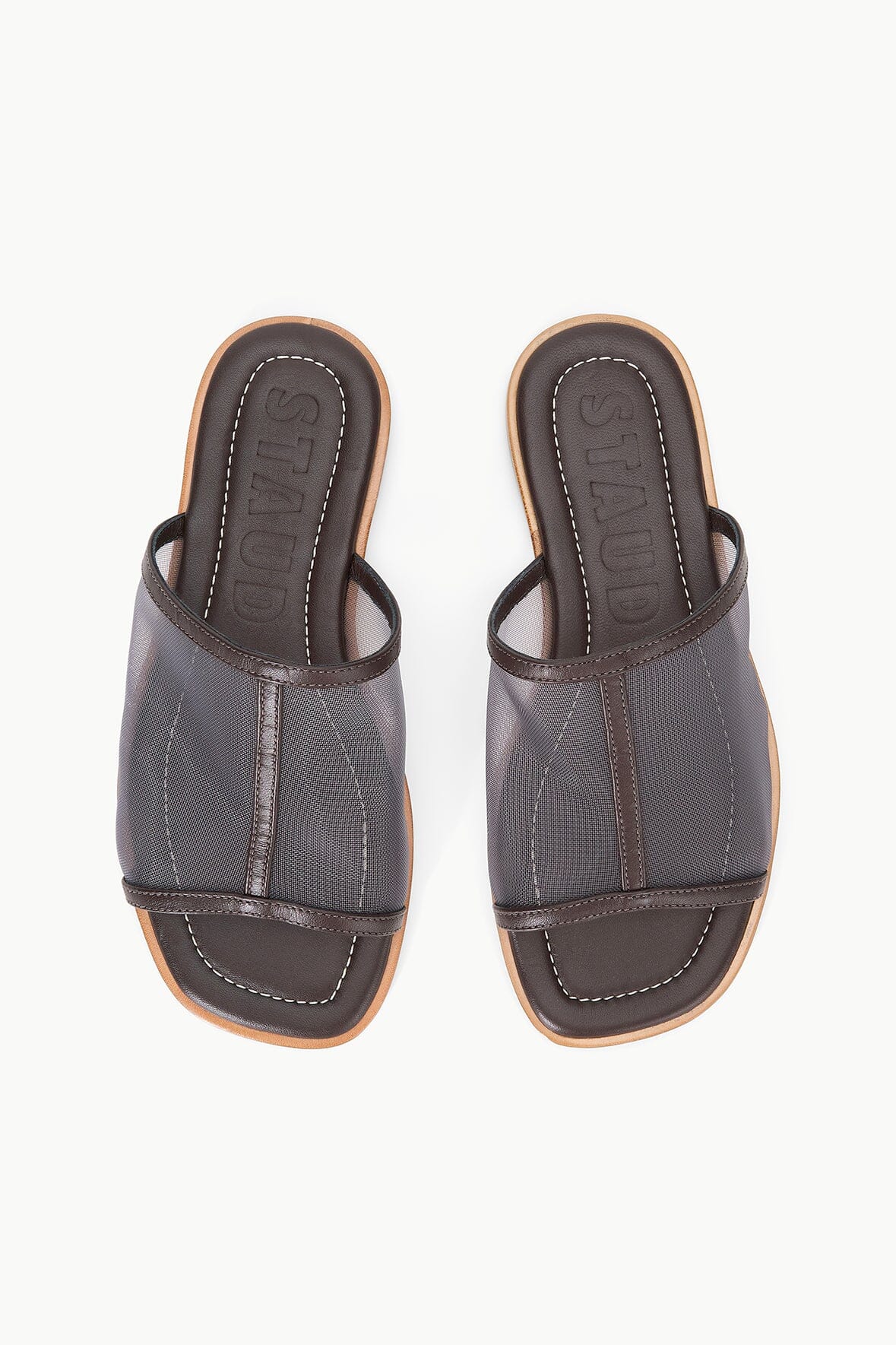 Alessandra Espresso Mesh Nappa Leather Slip-On Sandals