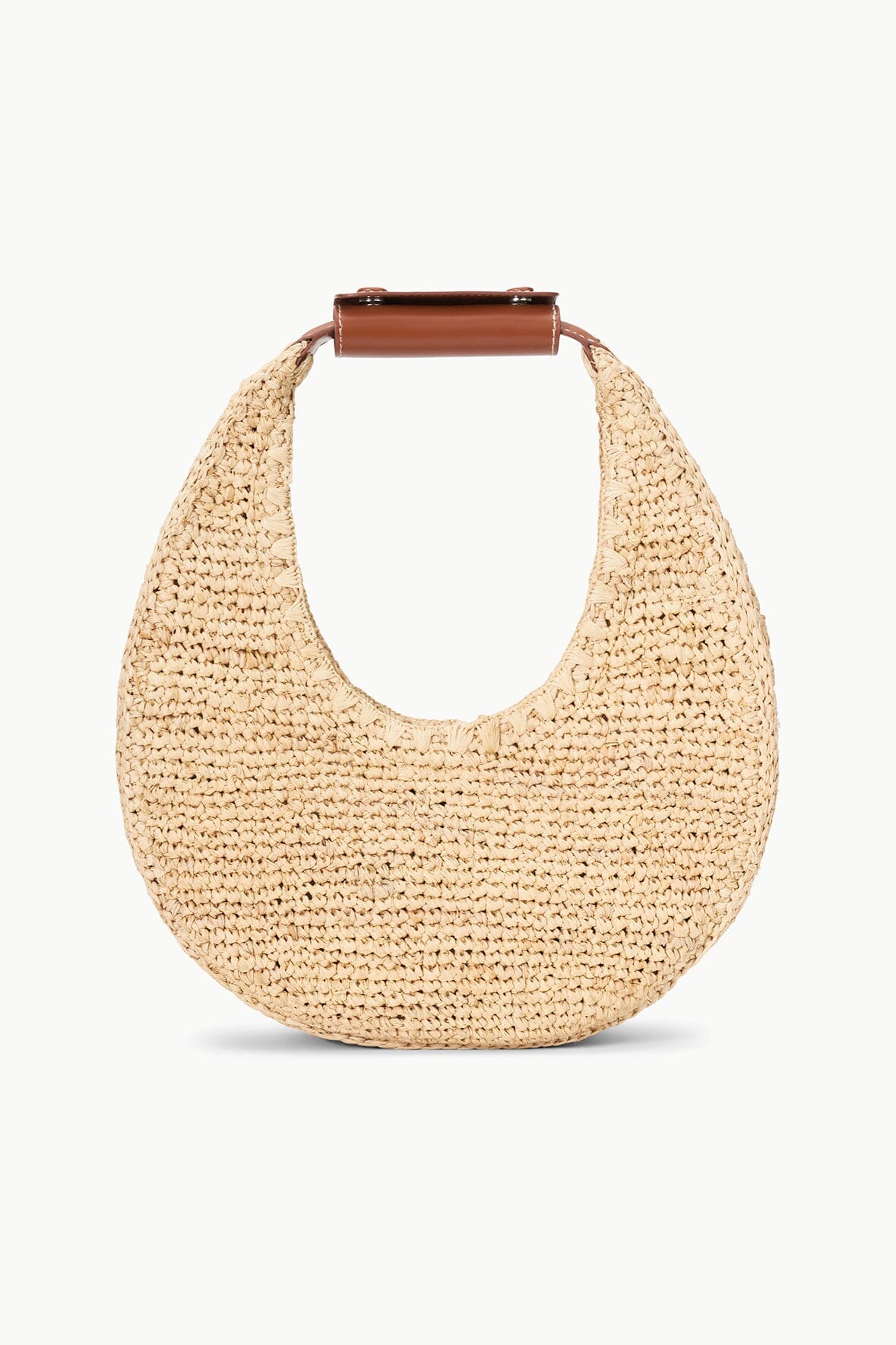Moon Raffia Beach Bag – Natural Woven Handbag with Magnetic Closure