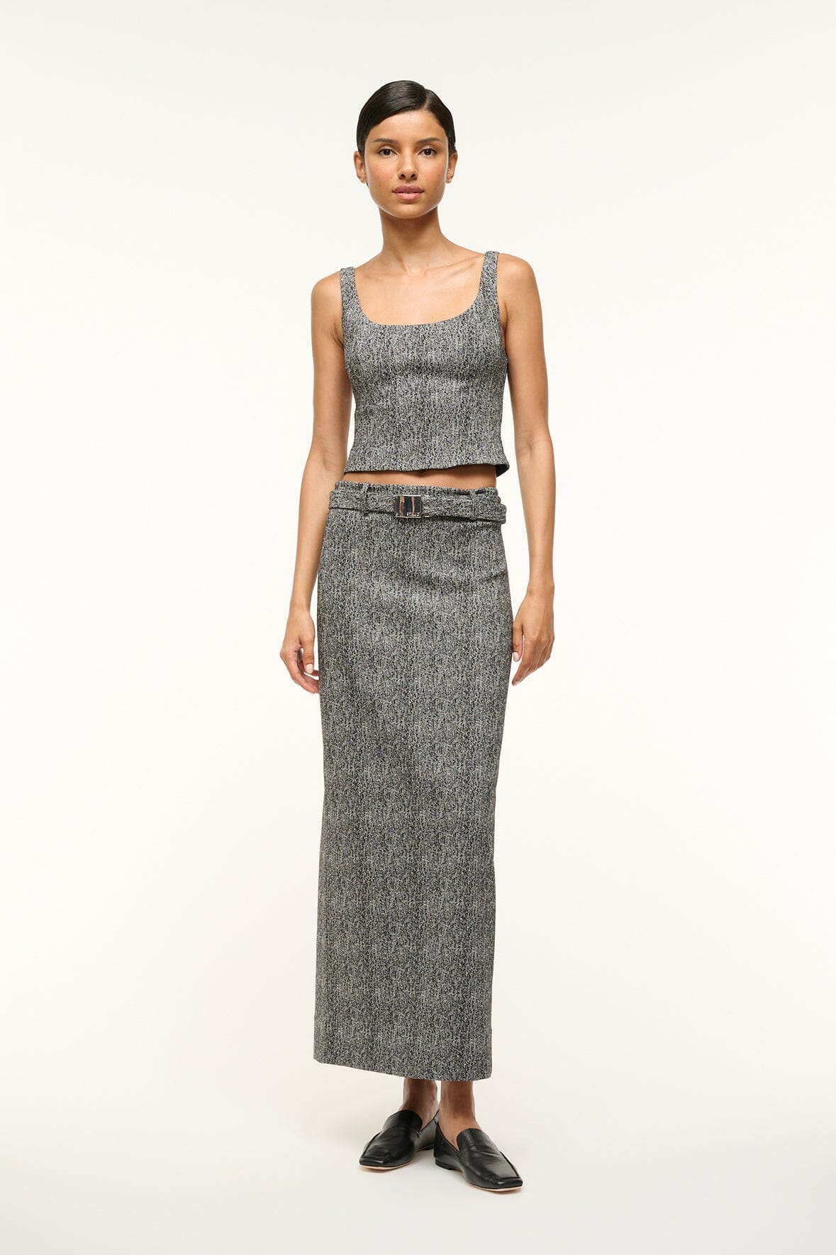 Murray Skirt - Textured Herringbone Low-Rise with Removable Belt