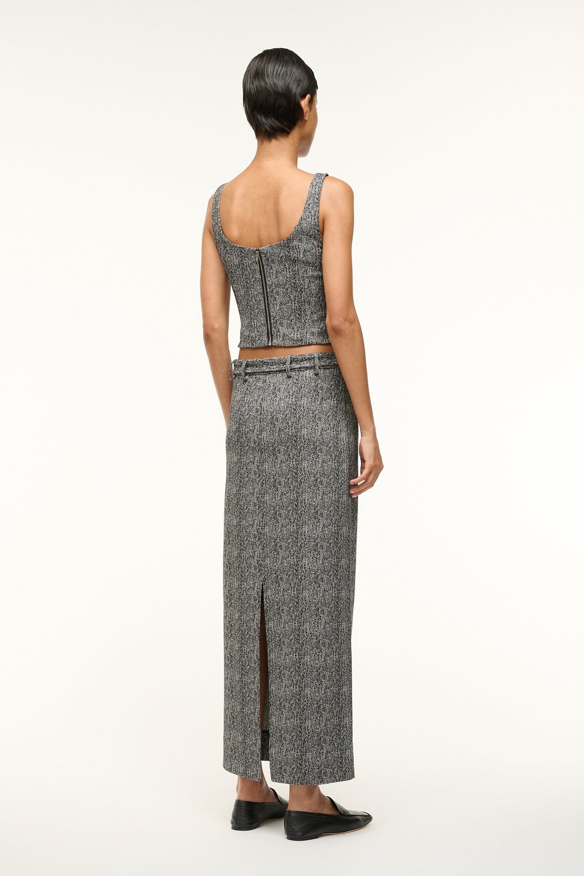 Murray Skirt - Textured Herringbone Low-Rise with Removable Belt