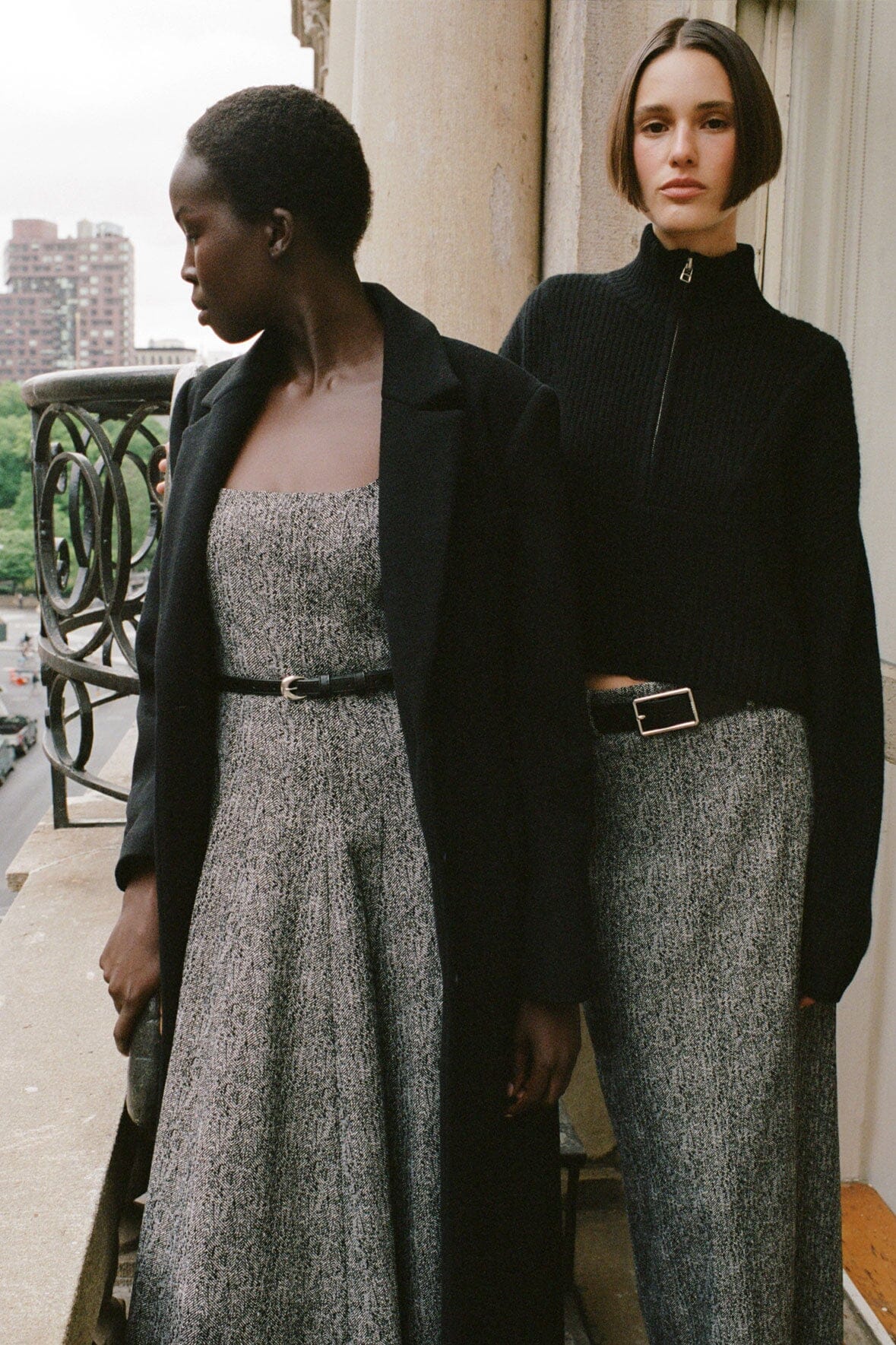 Murray Skirt - Textured Herringbone Low-Rise with Removable Belt