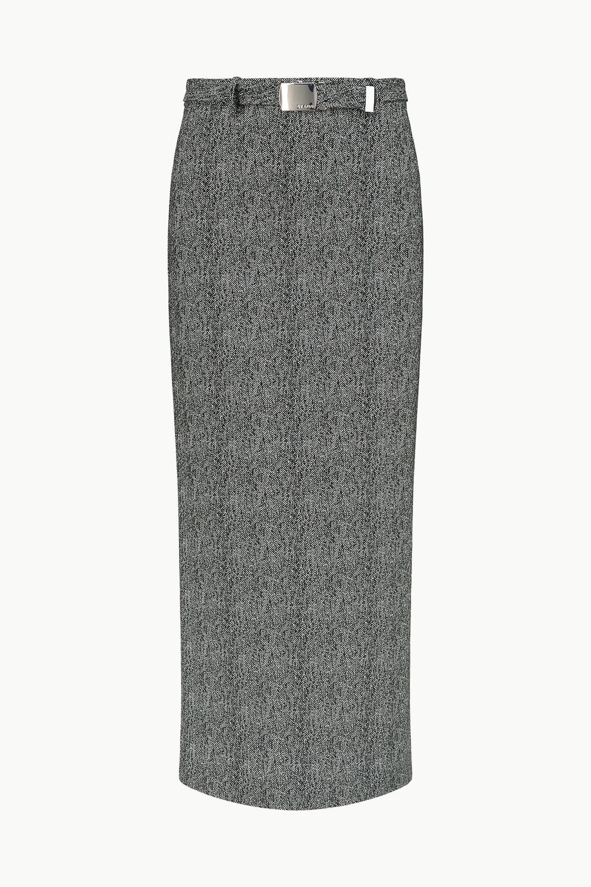 Murray Skirt - Textured Herringbone Low-Rise with Removable Belt