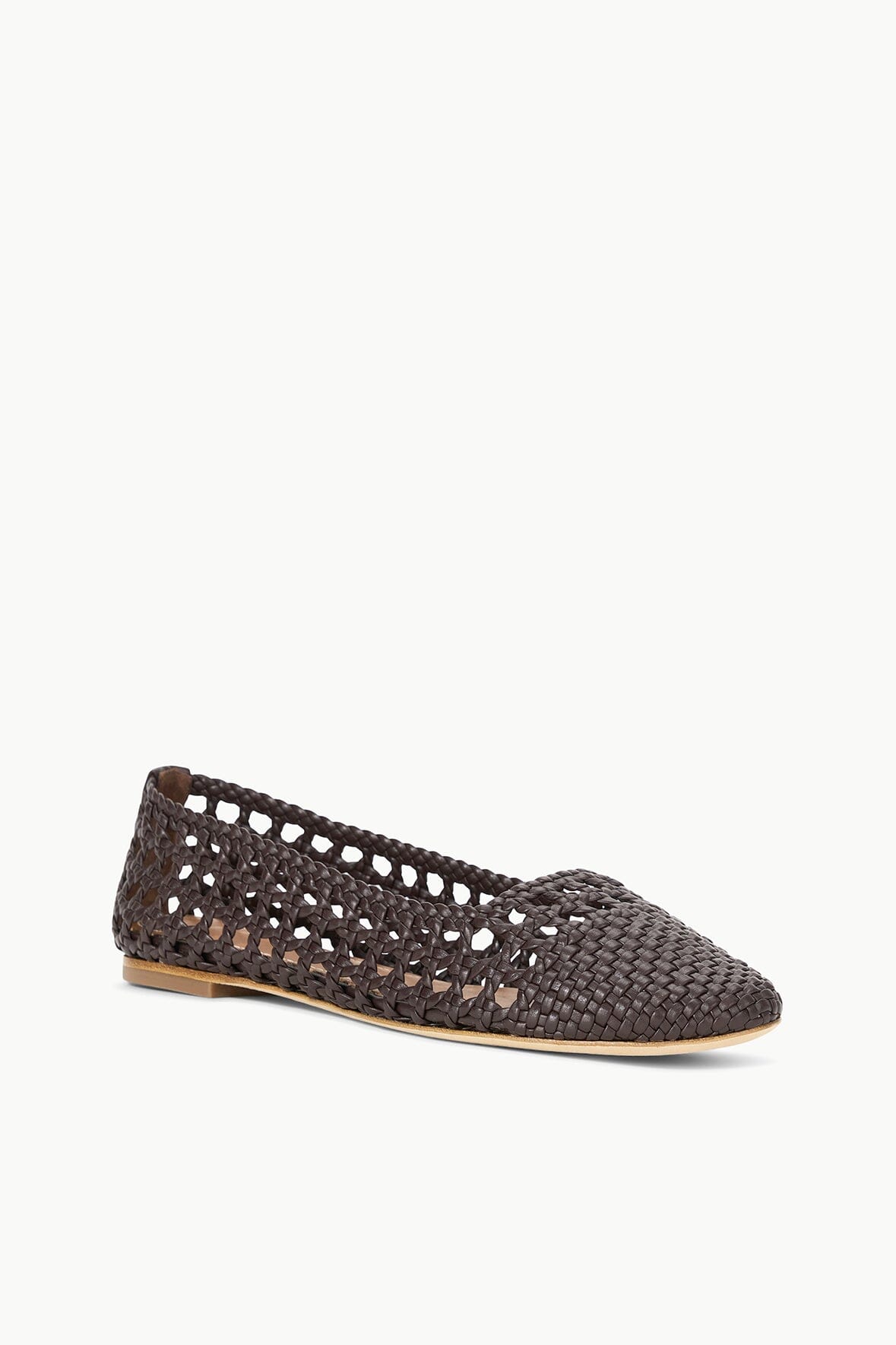 Nell Handwoven Espresso Brown Leather Ballerina Flats