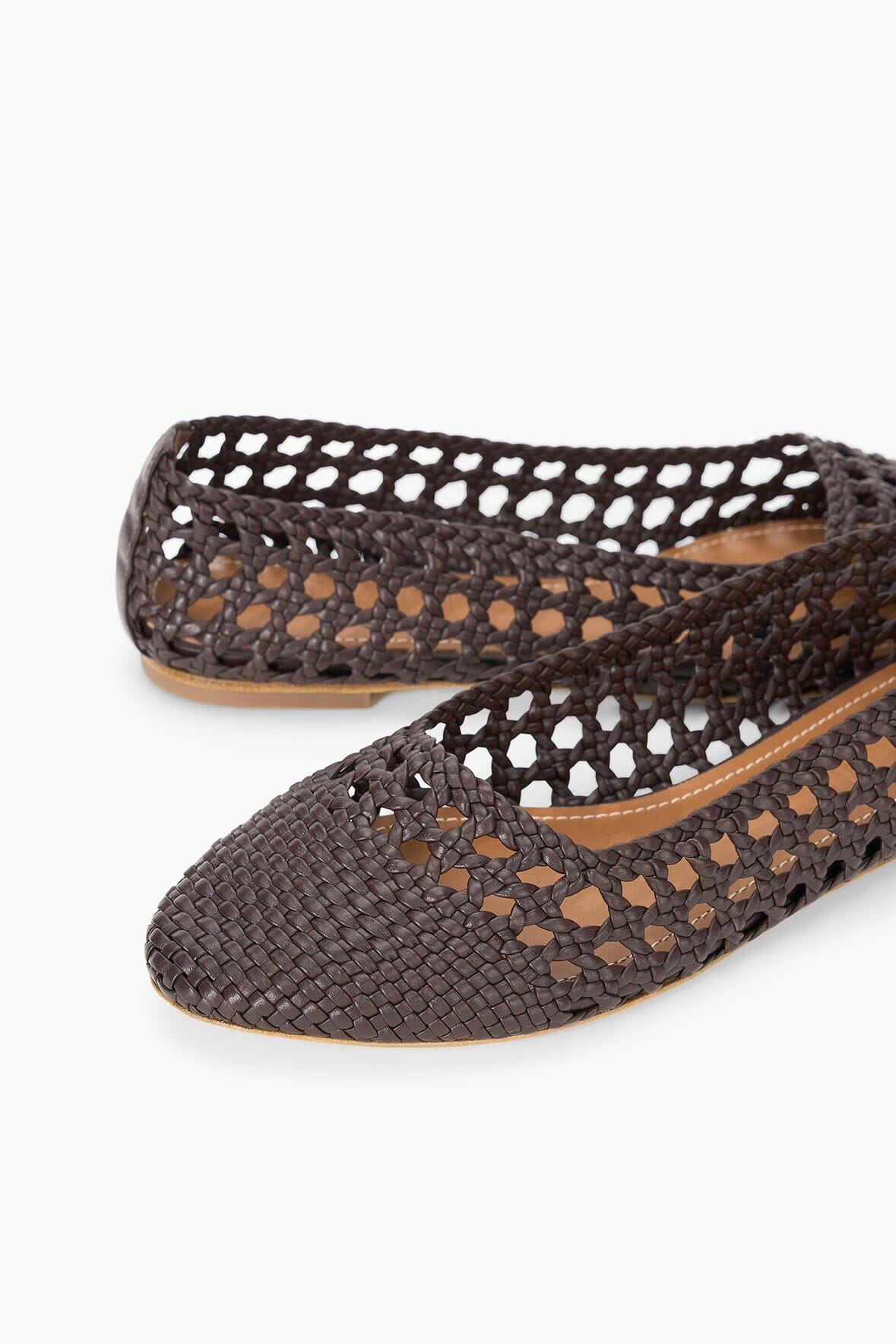 Nell Handwoven Espresso Brown Leather Ballerina Flats
