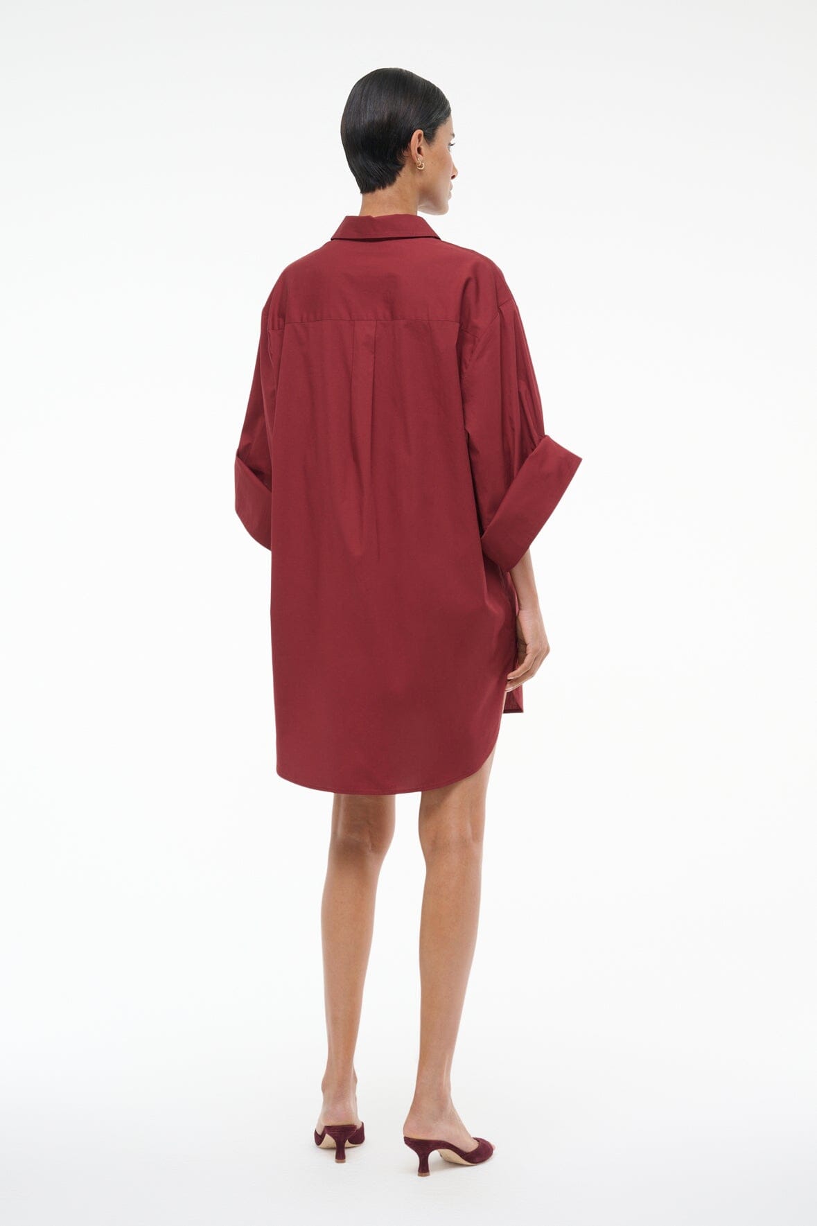 Nico Cotton Poplin Mini Shirtdress with Adjustable Sleeves