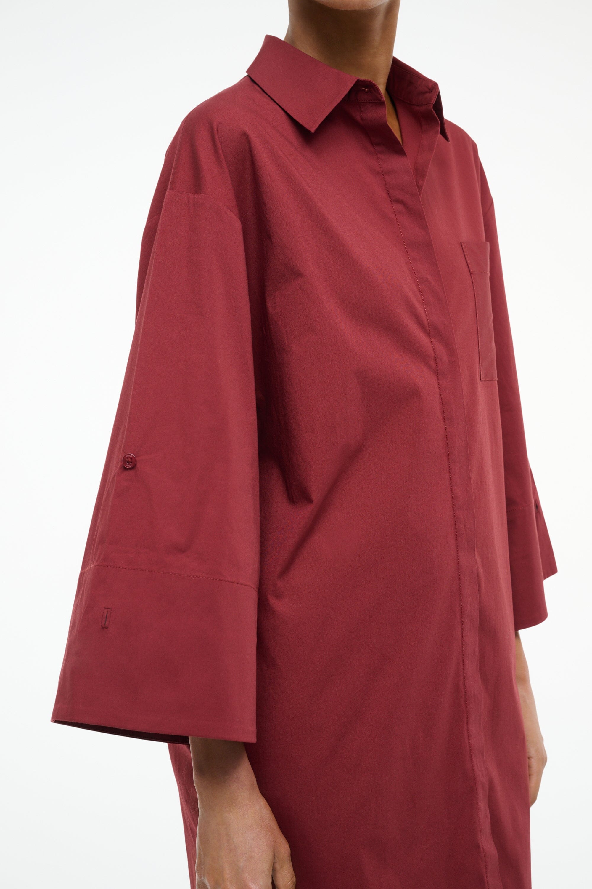 Nico Cotton Poplin Mini Shirtdress with Adjustable Sleeves