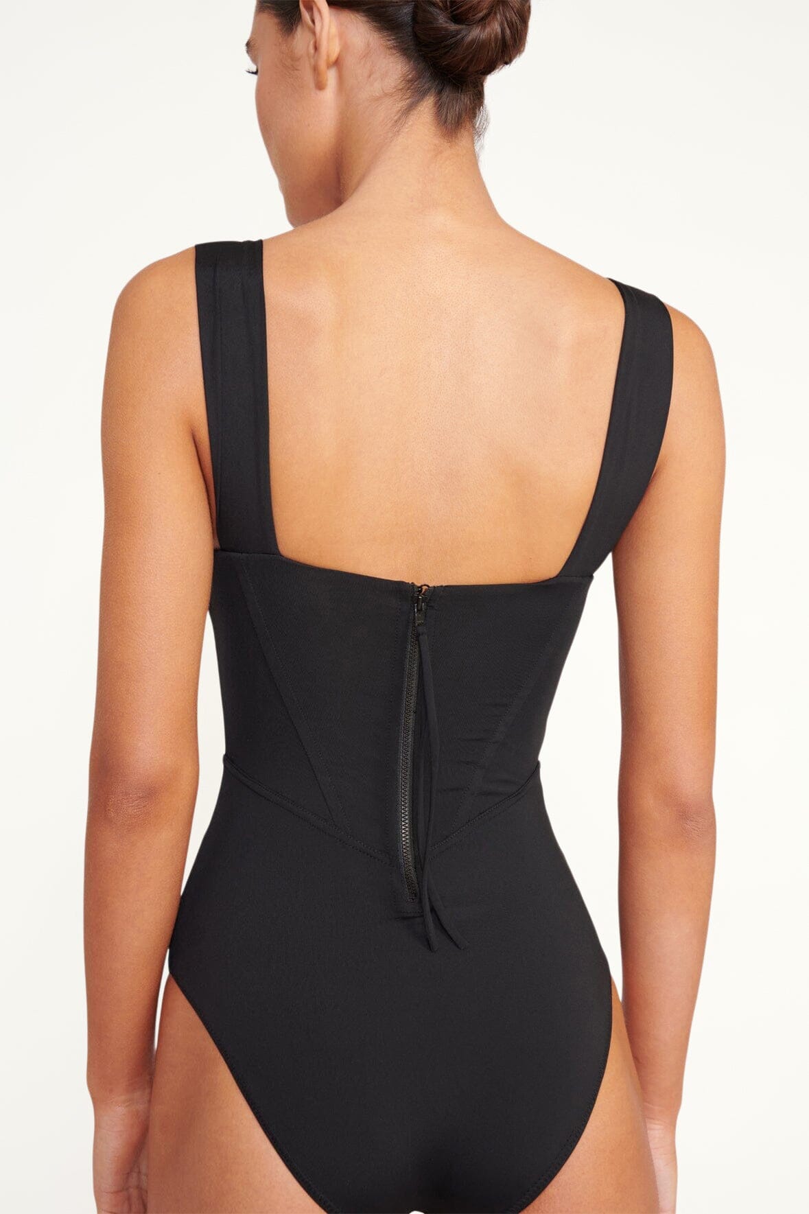 Adelaide Corset Boned One Piece Swimsuit - Black