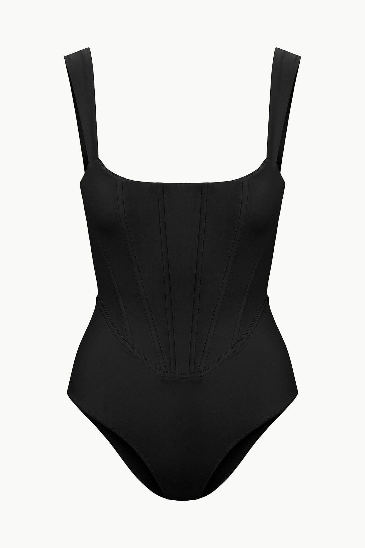Adelaide Corset Boned One Piece Swimsuit - Black