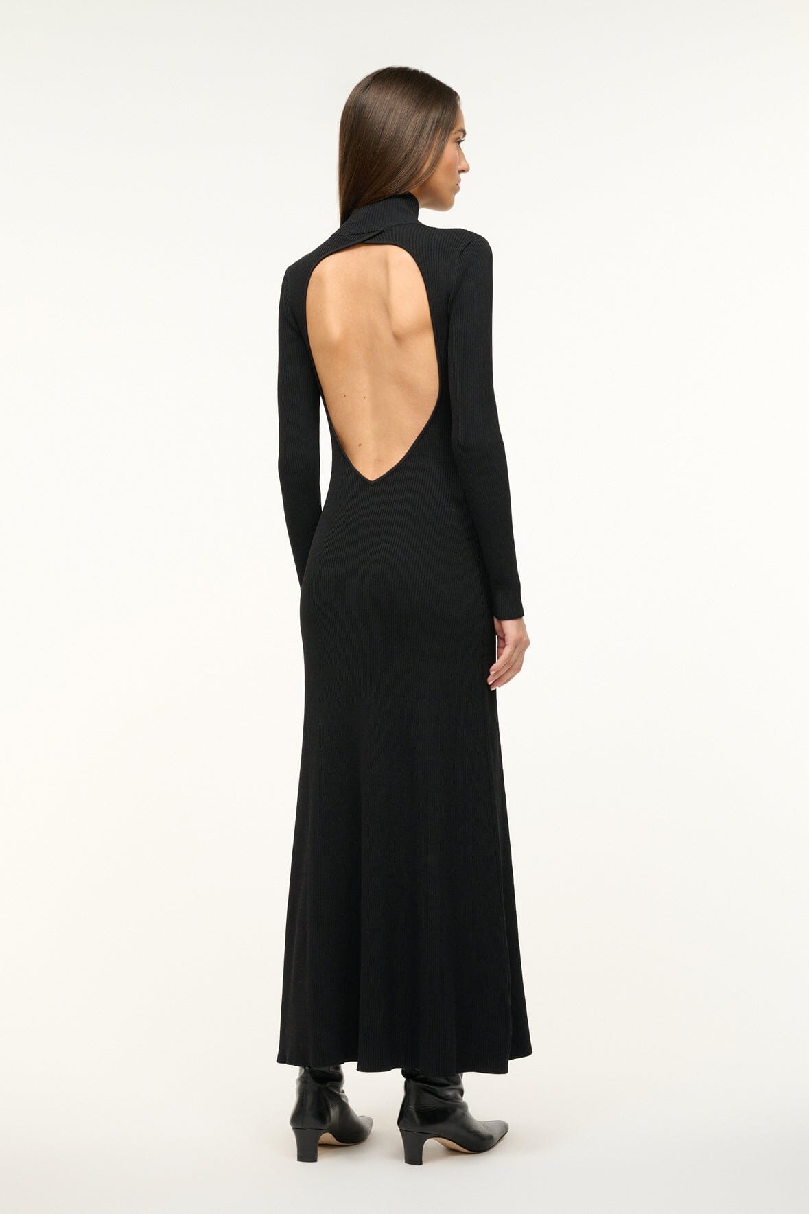 Black Obsidian Maxi Dress with Long Sleeves & Turtleneck