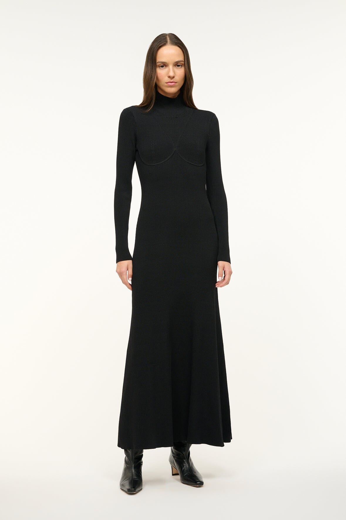 Black Obsidian Maxi Dress with Long Sleeves & Turtleneck