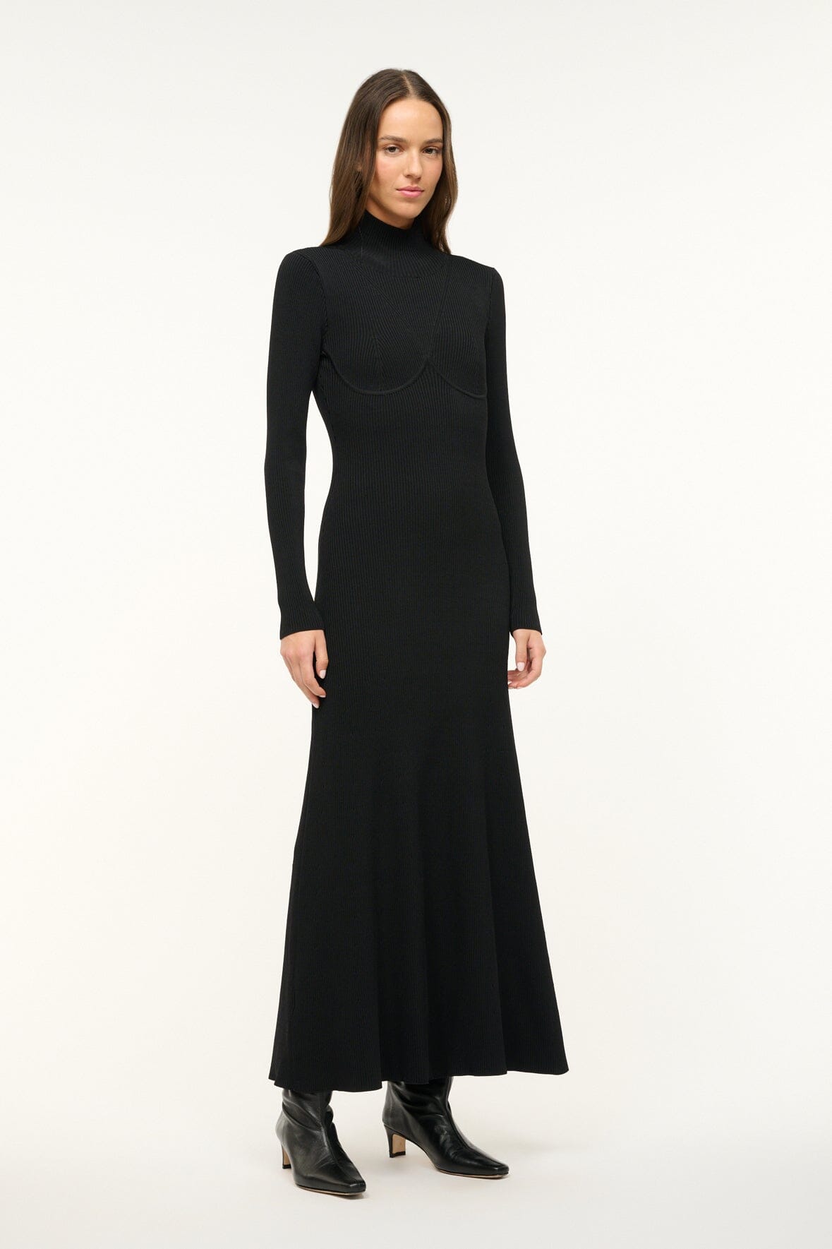 Black Obsidian Maxi Dress with Long Sleeves & Turtleneck