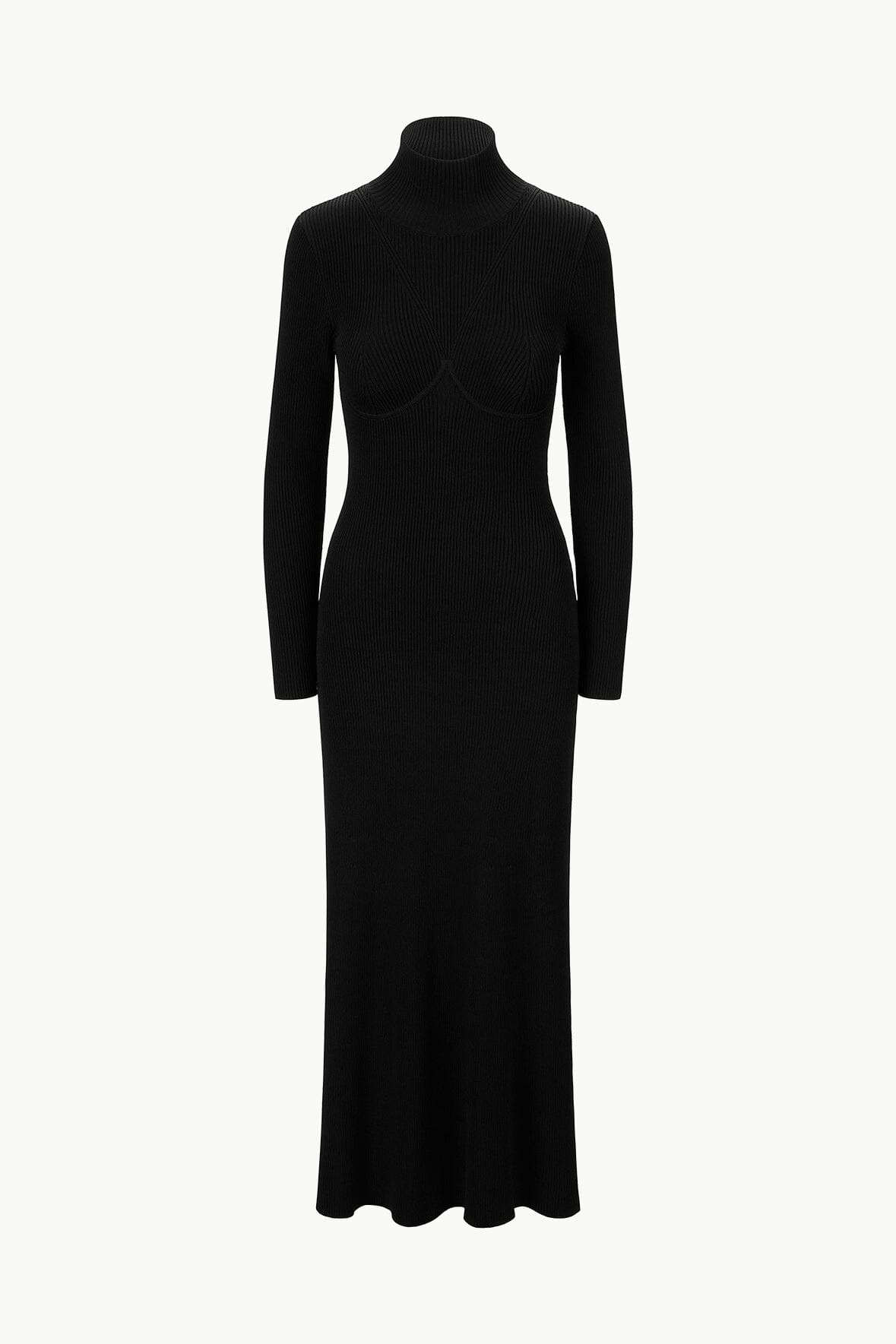 Black Obsidian Maxi Dress with Long Sleeves & Turtleneck