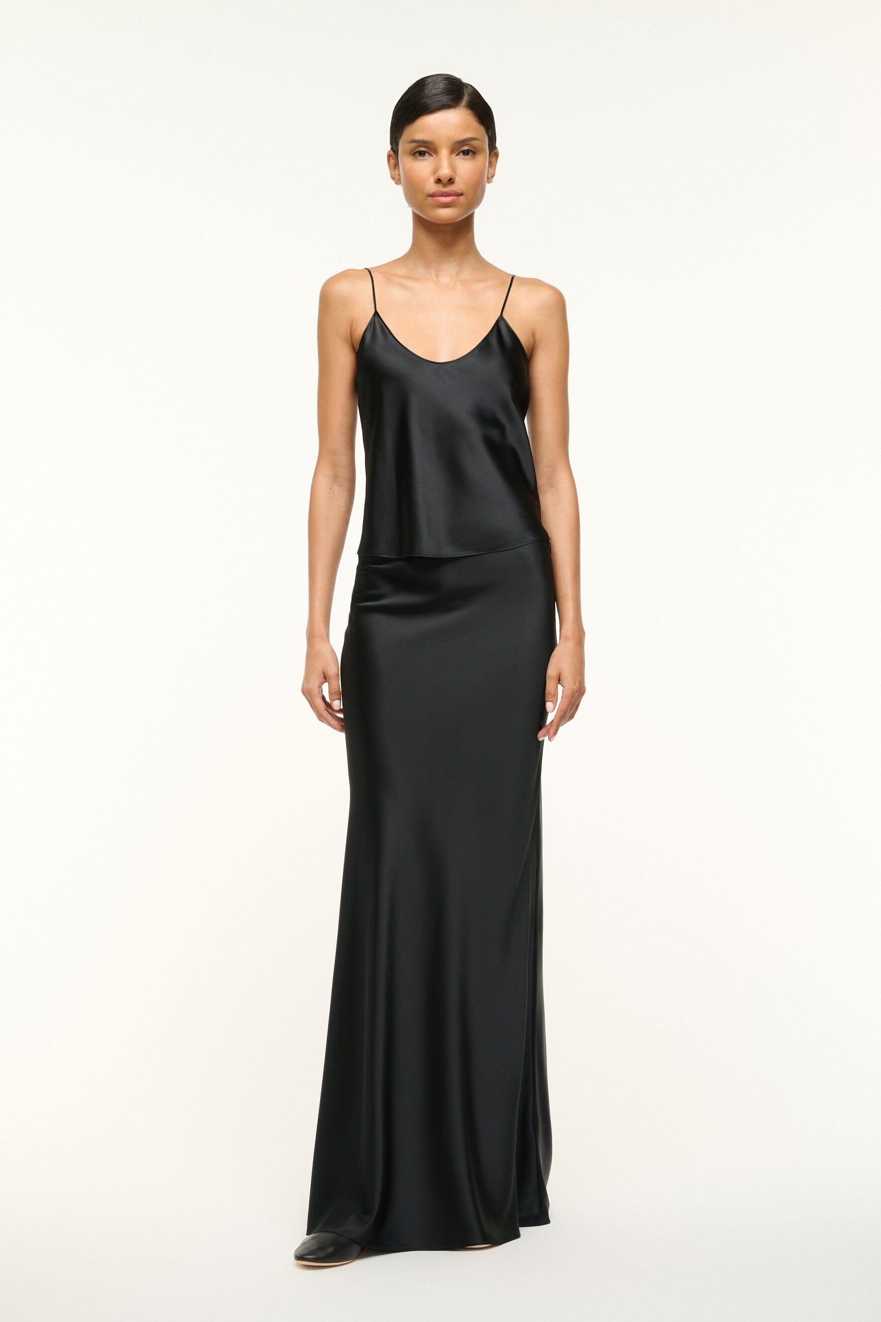 Odin Black Silk Maxi Skirt with Elastic Waistband