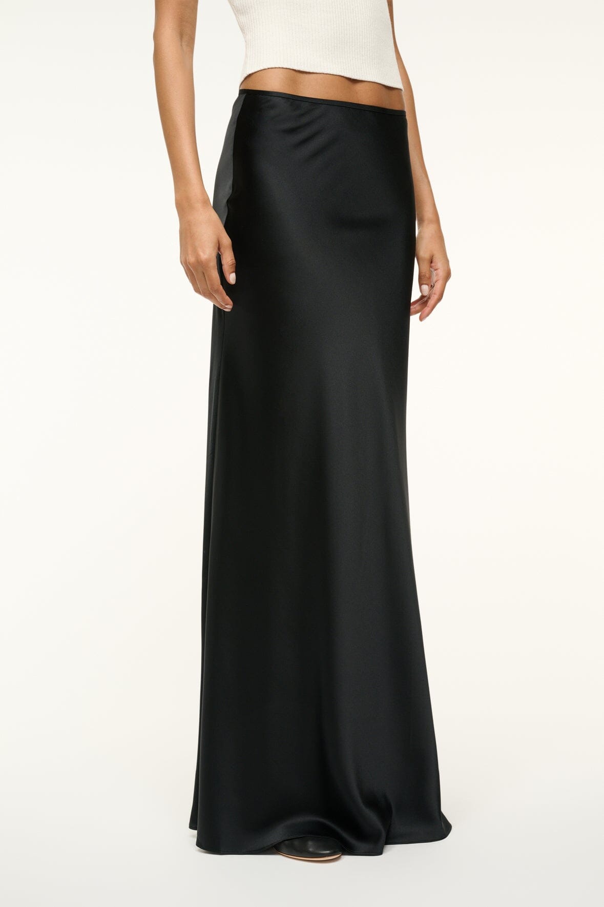 Odin Black Silk Maxi Skirt with Elastic Waistband