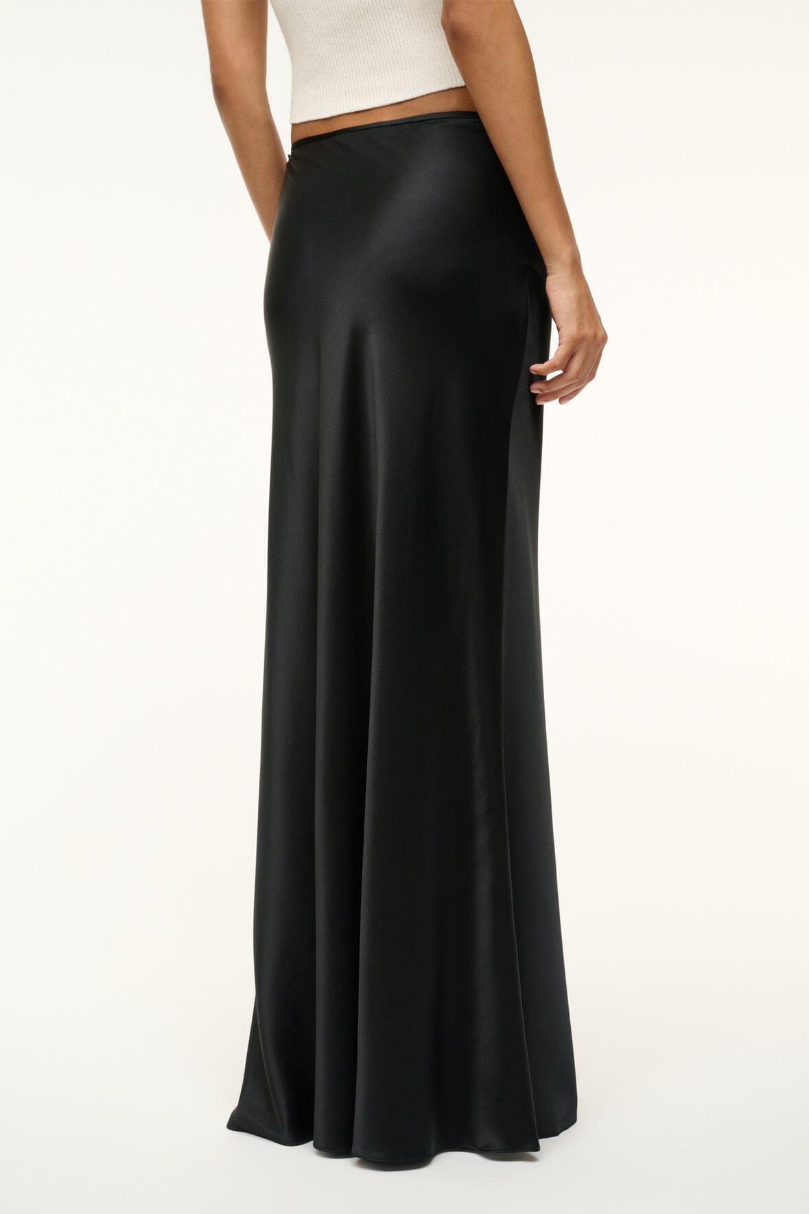 Odin Black Silk Maxi Skirt with Elastic Waistband