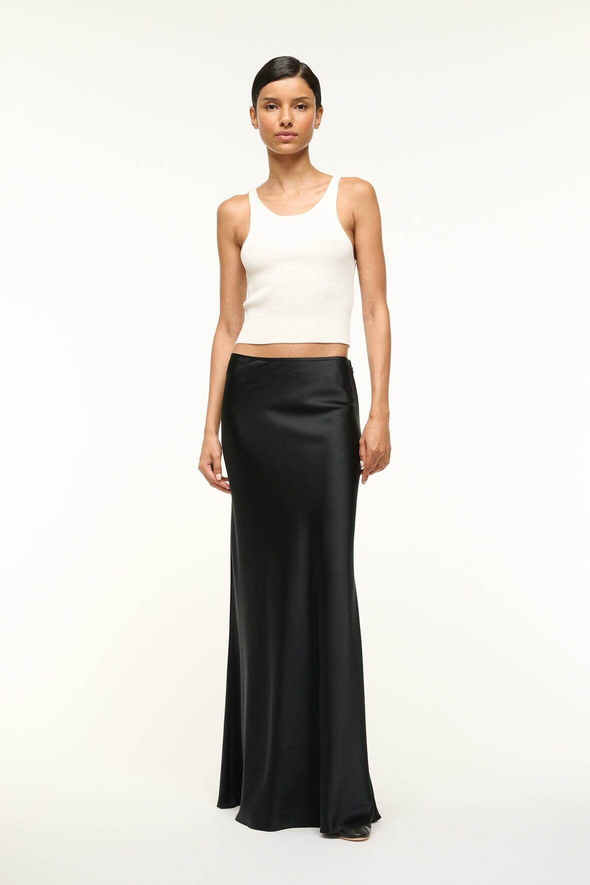 Odin Black Silk Maxi Skirt with Elastic Waistband