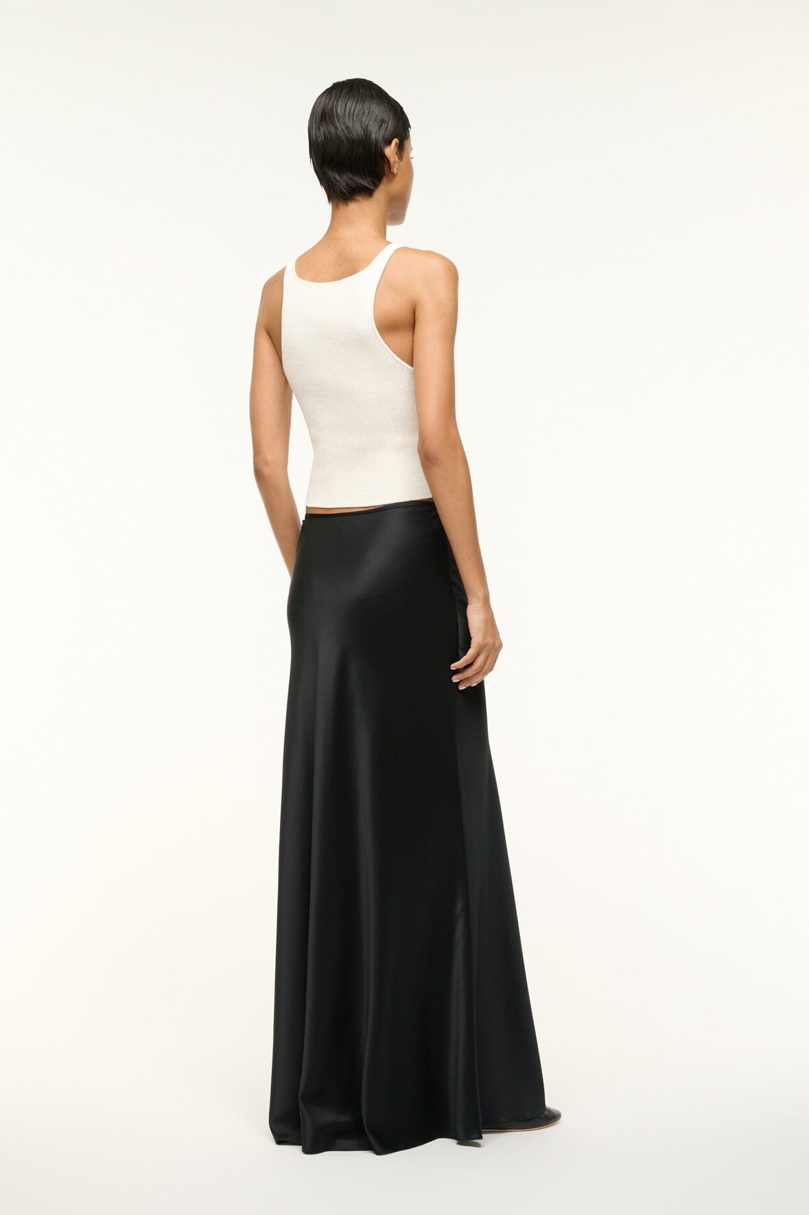 Odin Black Silk Maxi Skirt with Elastic Waistband