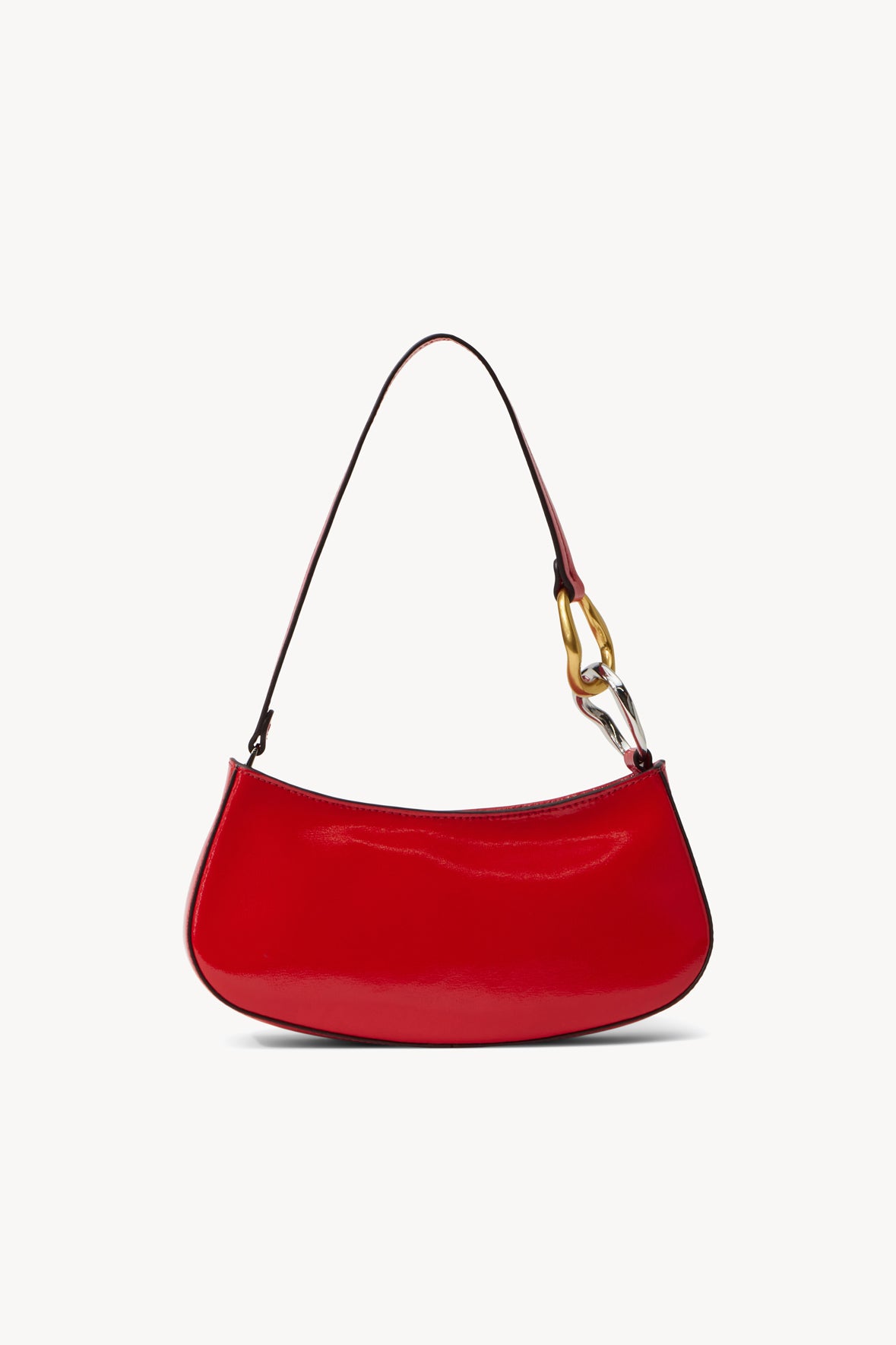 Ollie Cherry Leather Mini Shoulder Bag with Zip Closure