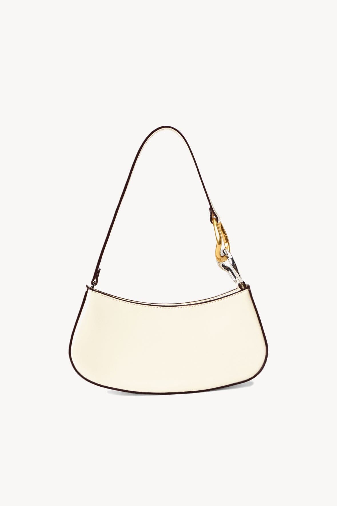 Cream Leather Ollie Mini Shoulder Bag with Hardware Strap