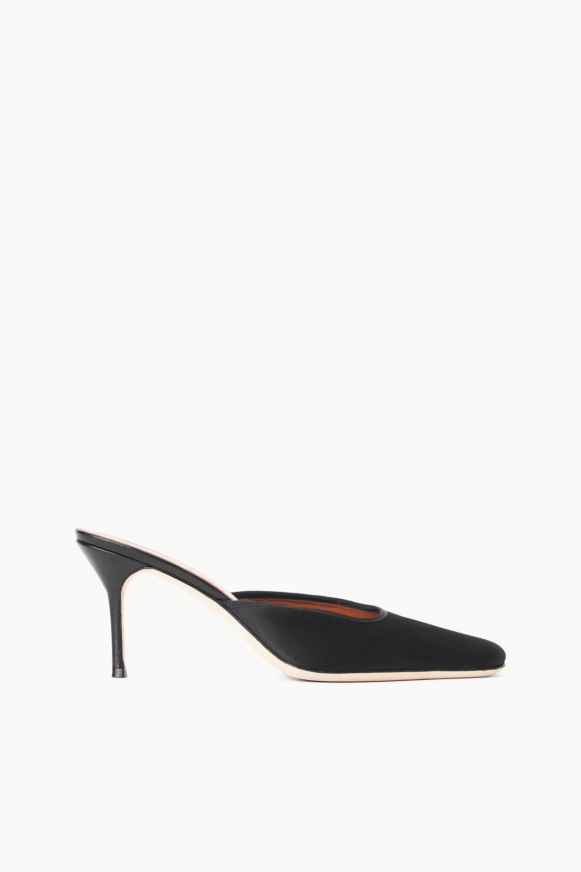 Black Otto Heeled Mule Shoes with Satin Upper