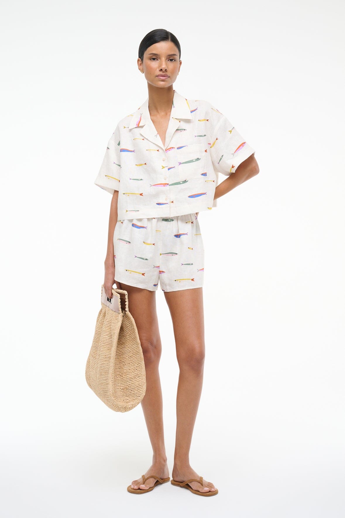 Linen Boxer Shorts with Elastic Waistband | Pop Sardines Ivory
