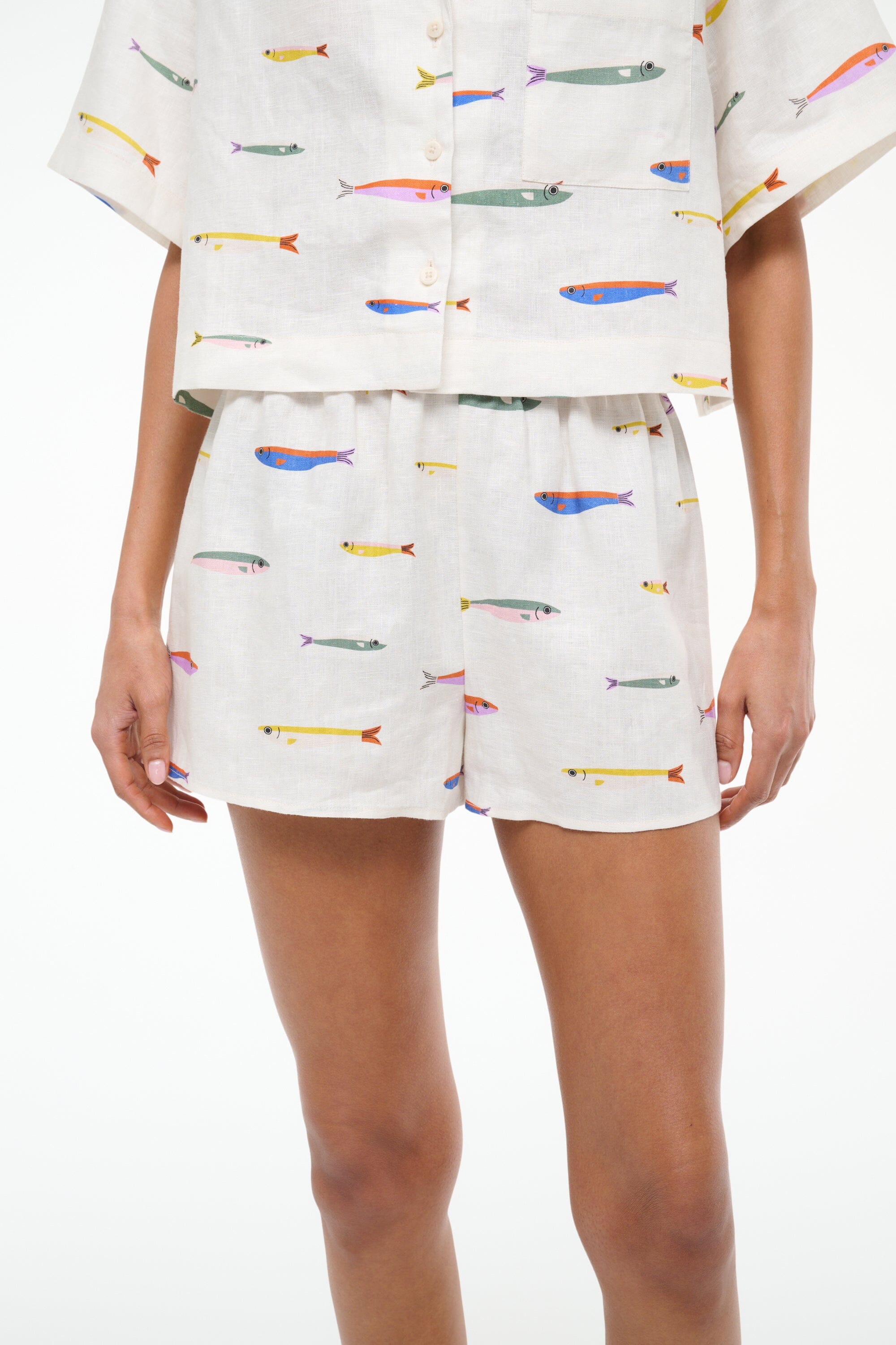 Linen Boxer Shorts with Elastic Waistband | Pop Sardines Ivory