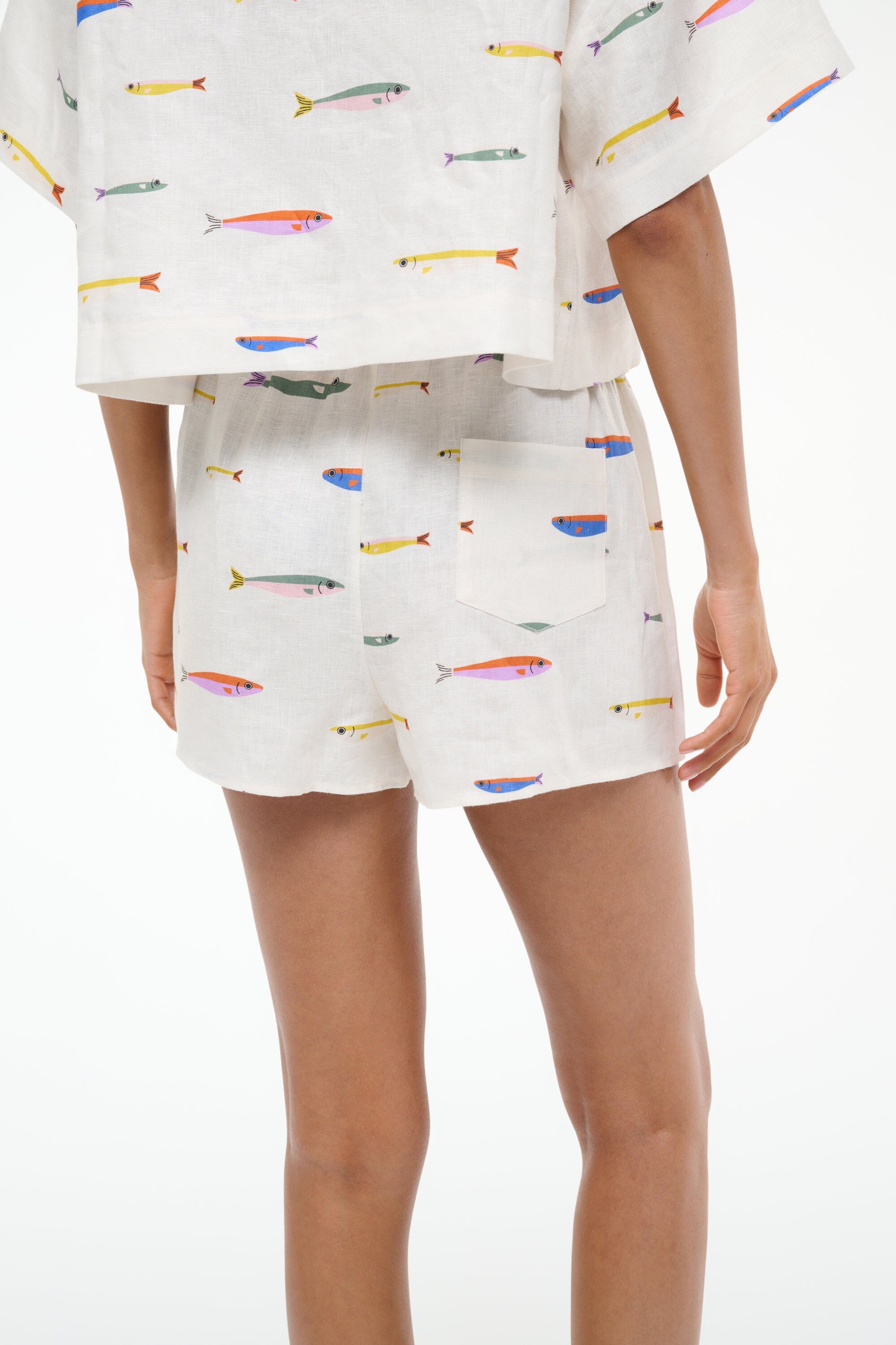 Linen Boxer Shorts with Elastic Waistband | Pop Sardines Ivory