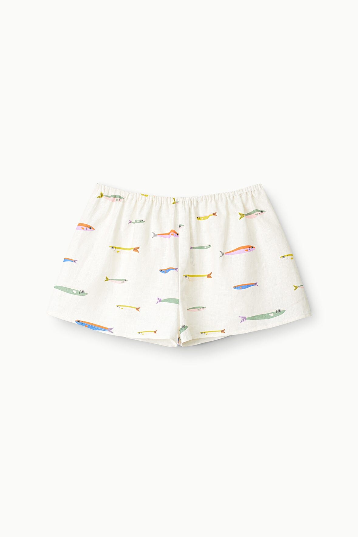 Linen Boxer Shorts with Elastic Waistband | Pop Sardines Ivory
