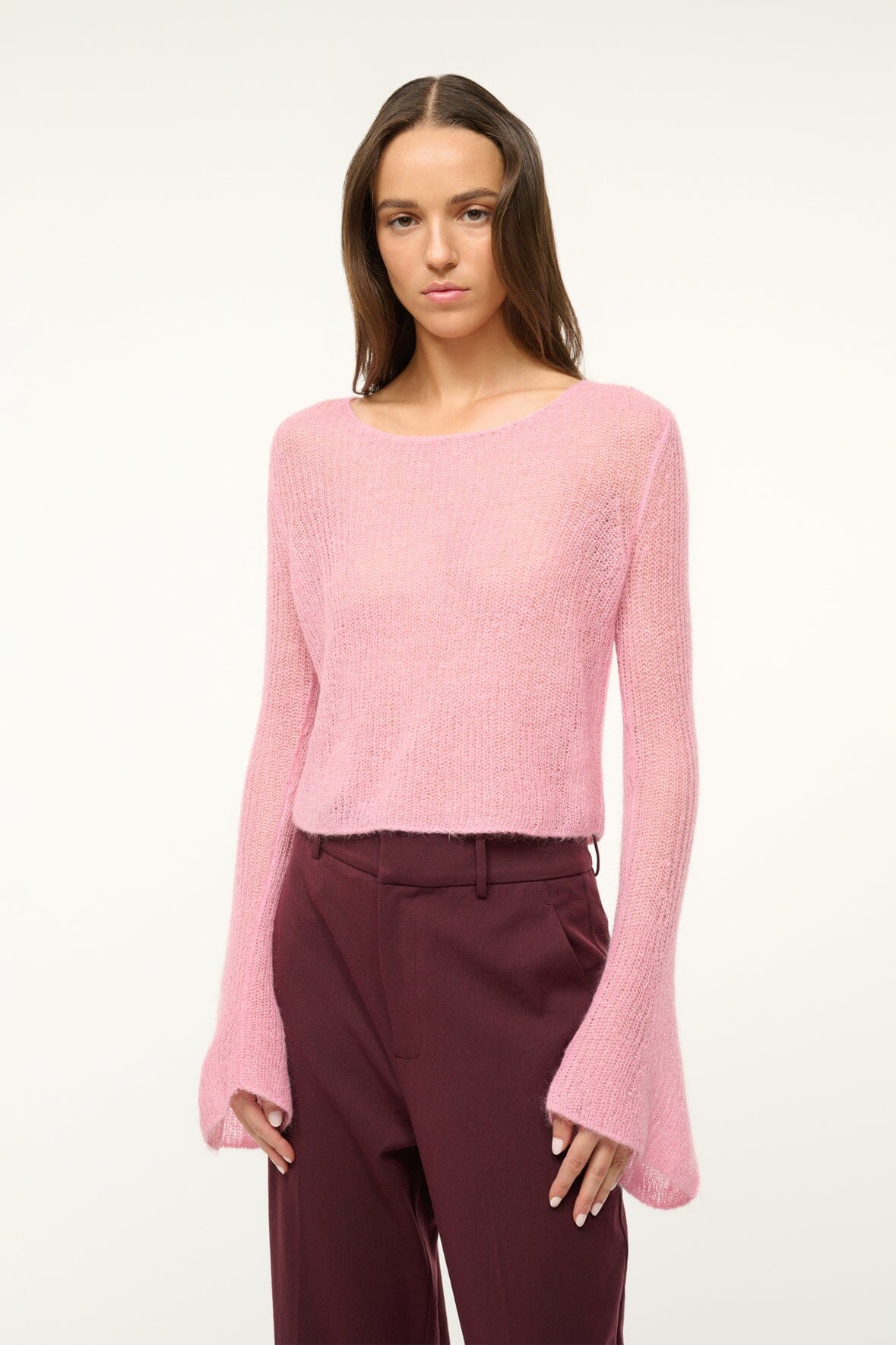 Parker Damask Pink Mohair Bell Sleeve Sweater