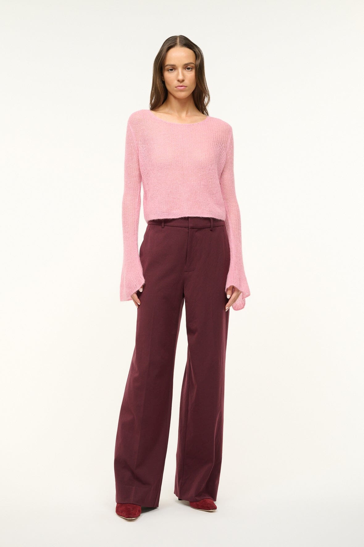 Parker Damask Pink Mohair Bell Sleeve Sweater