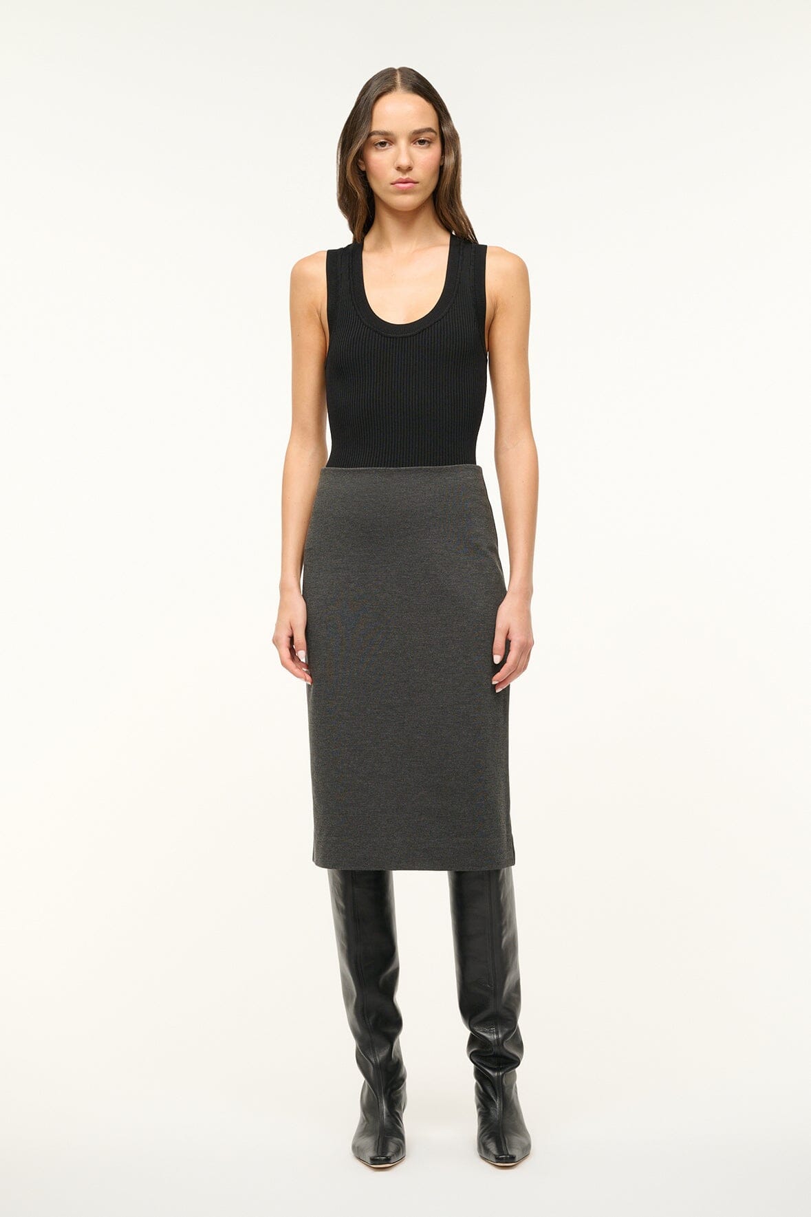 Pascale Stretchy Ponte Pencil Skirt in Heather Grey
