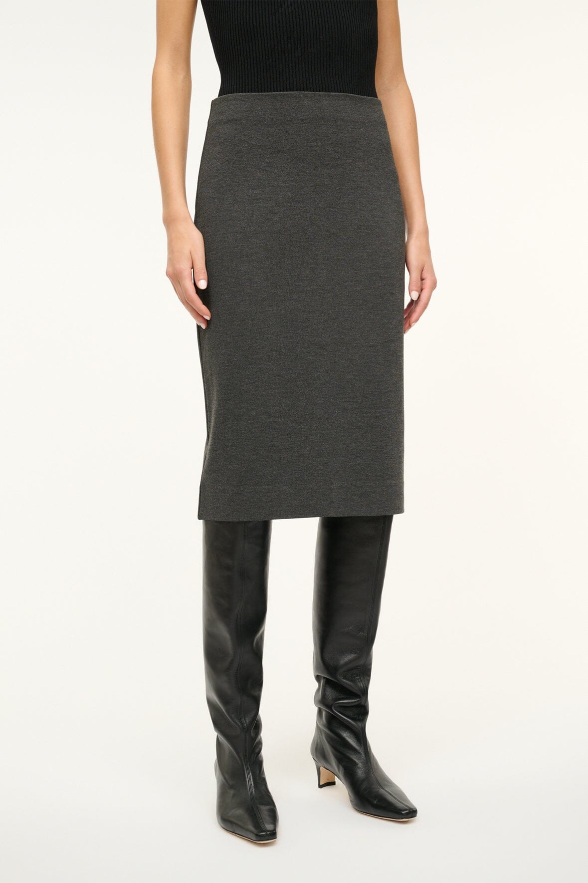 Pascale Stretchy Ponte Pencil Skirt in Heather Grey