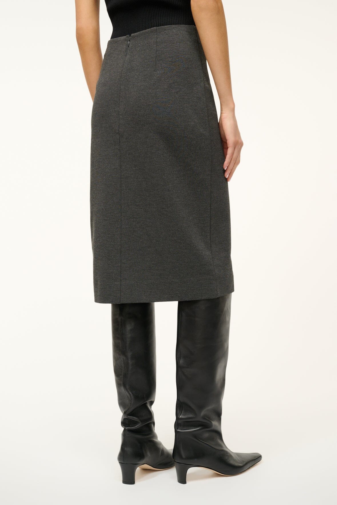 Pascale Stretchy Ponte Pencil Skirt in Heather Grey