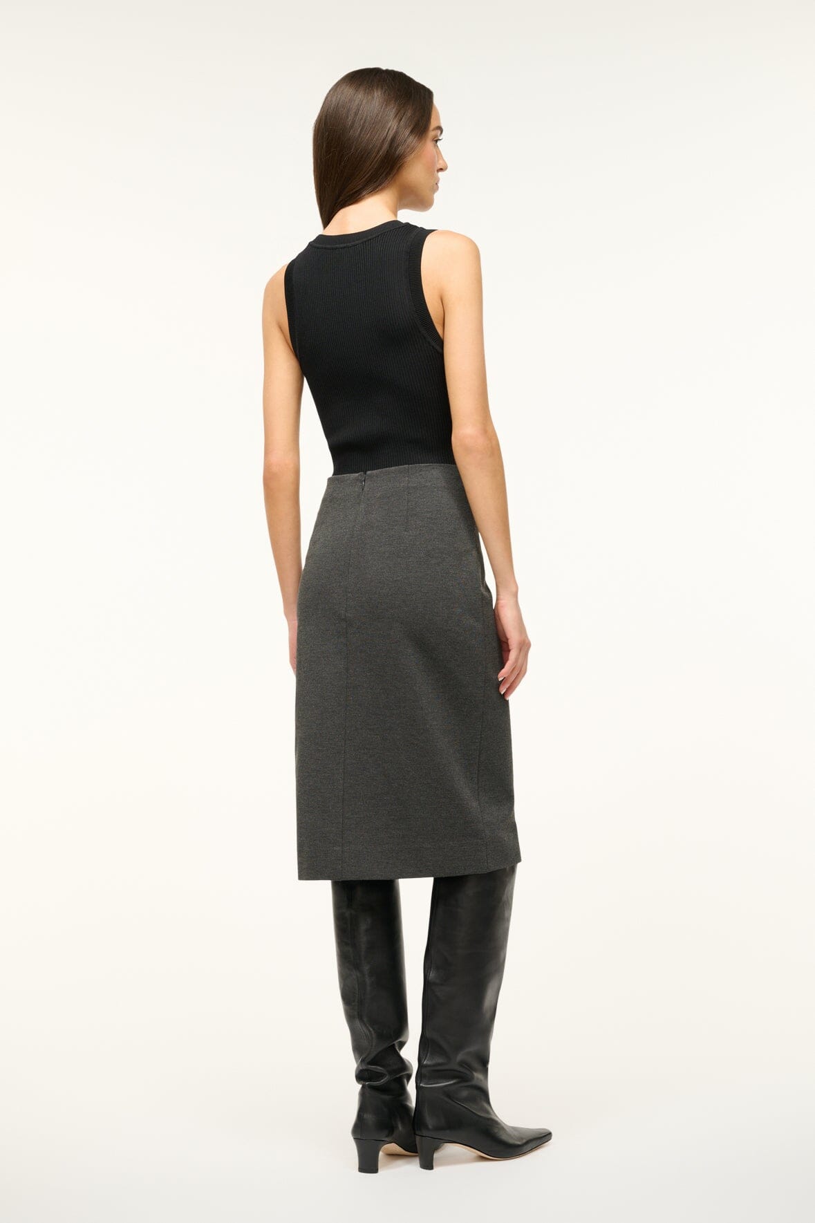 Pascale Stretchy Ponte Pencil Skirt in Heather Grey