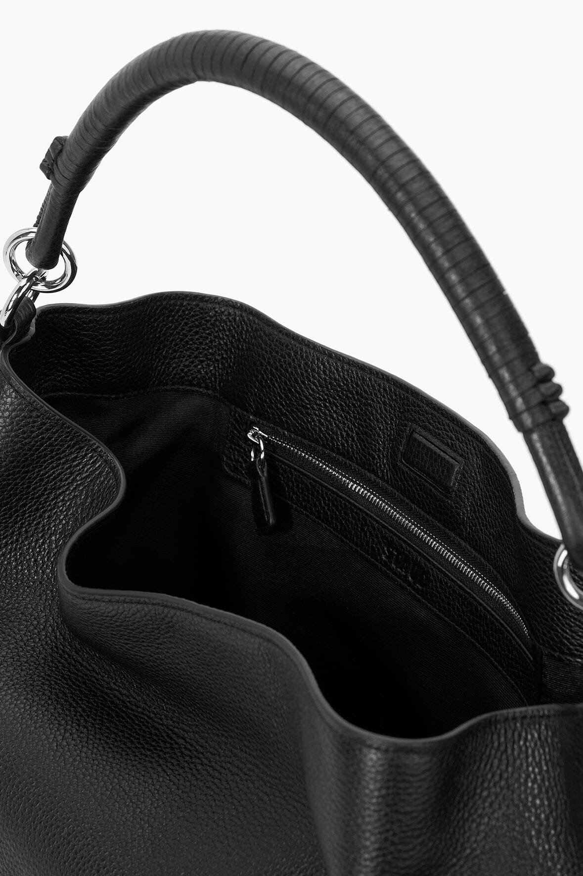 Perry Leather Hobo Tote Bag with Removable Strap - Black