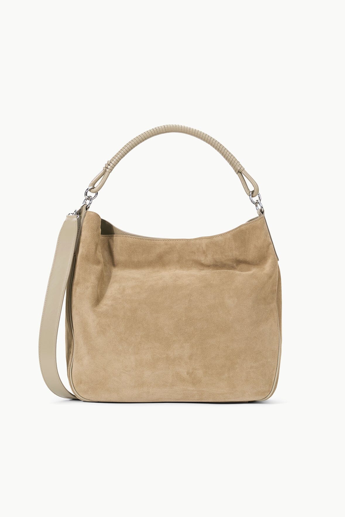 Perry Suede Hobo Tote Bag with Leather Handle