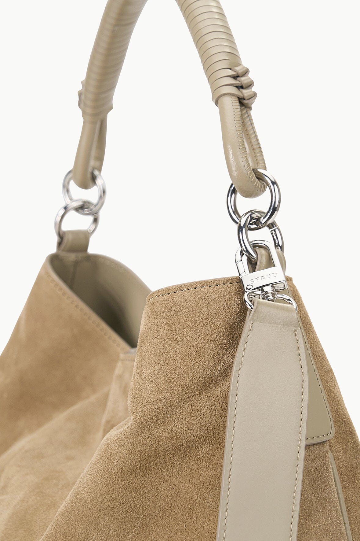 Perry Suede Hobo Tote Bag with Leather Handle