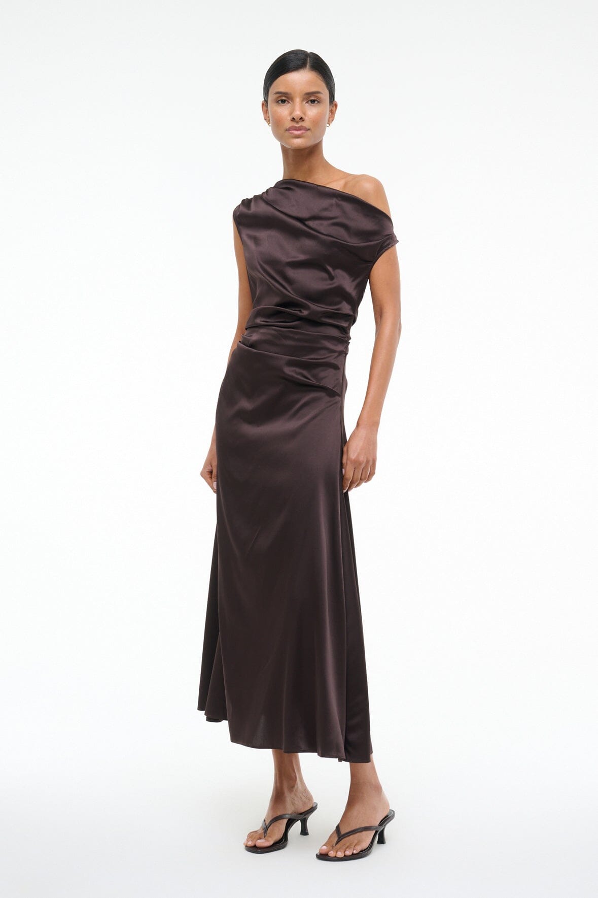 Off-the-Shoulder Silk Maxi Dress | Phare Earth Collection