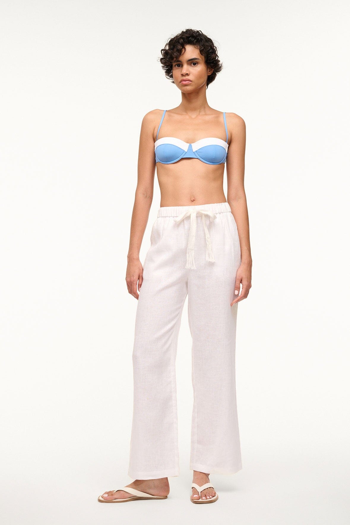 Alize Linen Drawstring Pants in White
