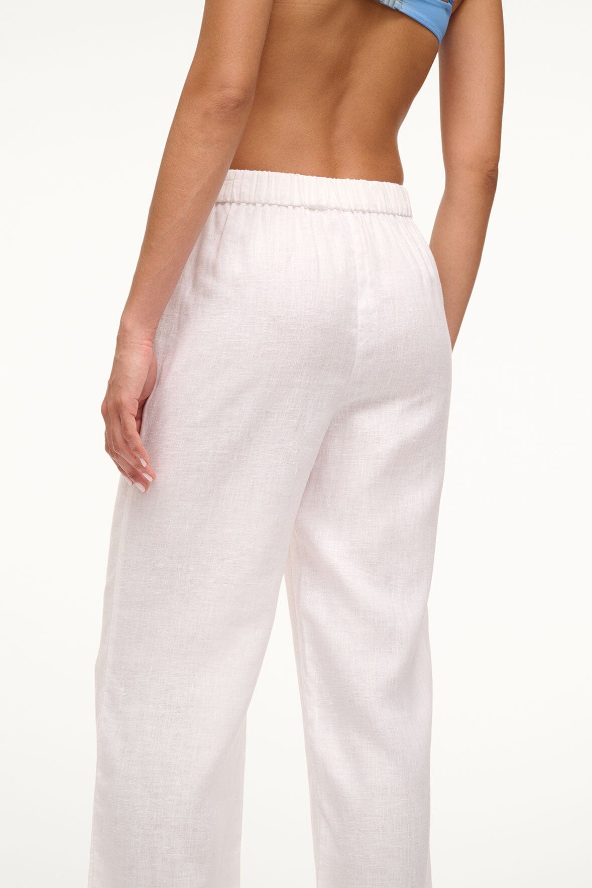 Alize Linen Drawstring Pants in White