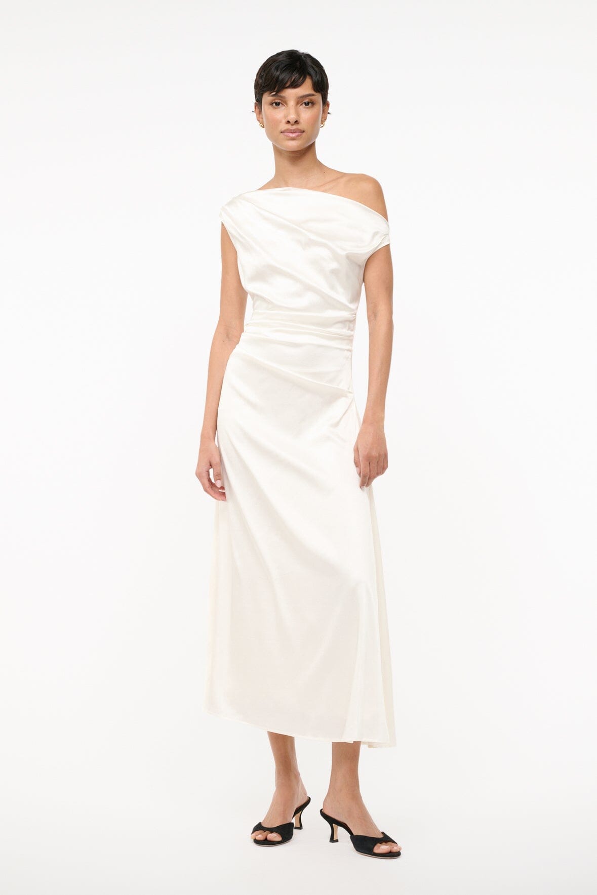 Ivory Silk Off-the-Shoulder Phare Dress for Special Occasions