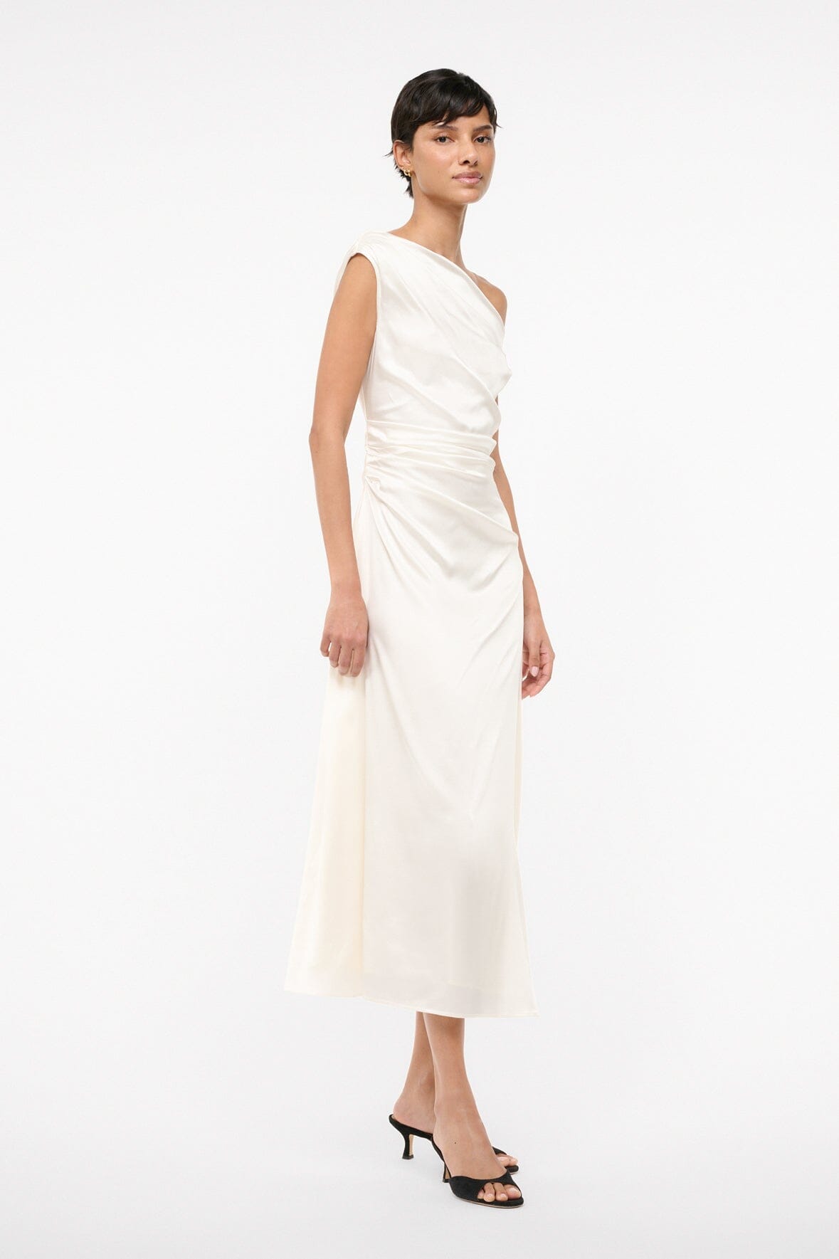 Ivory Silk Off-the-Shoulder Phare Dress for Special Occasions