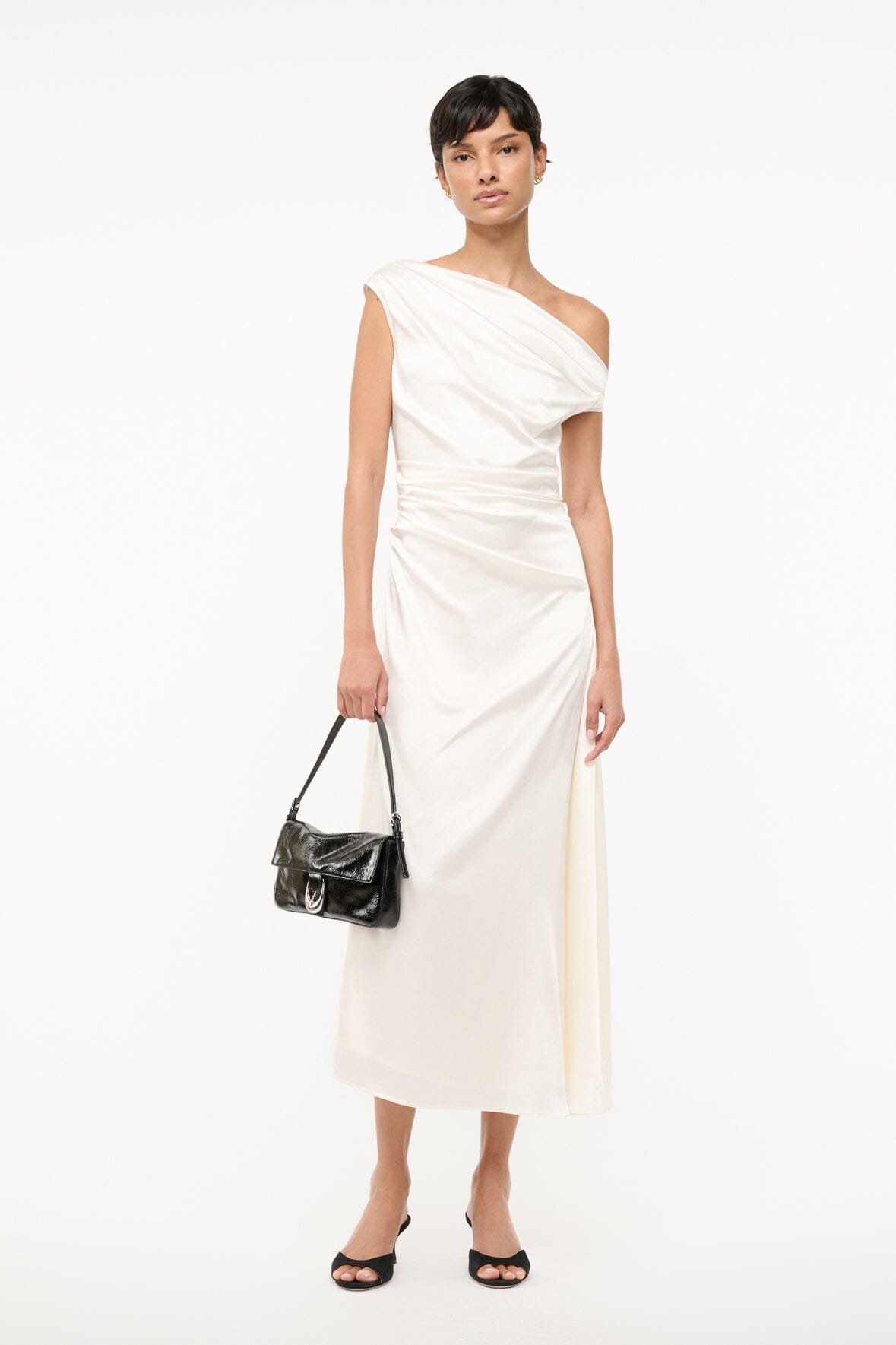 Ivory Silk Off-the-Shoulder Phare Dress for Special Occasions