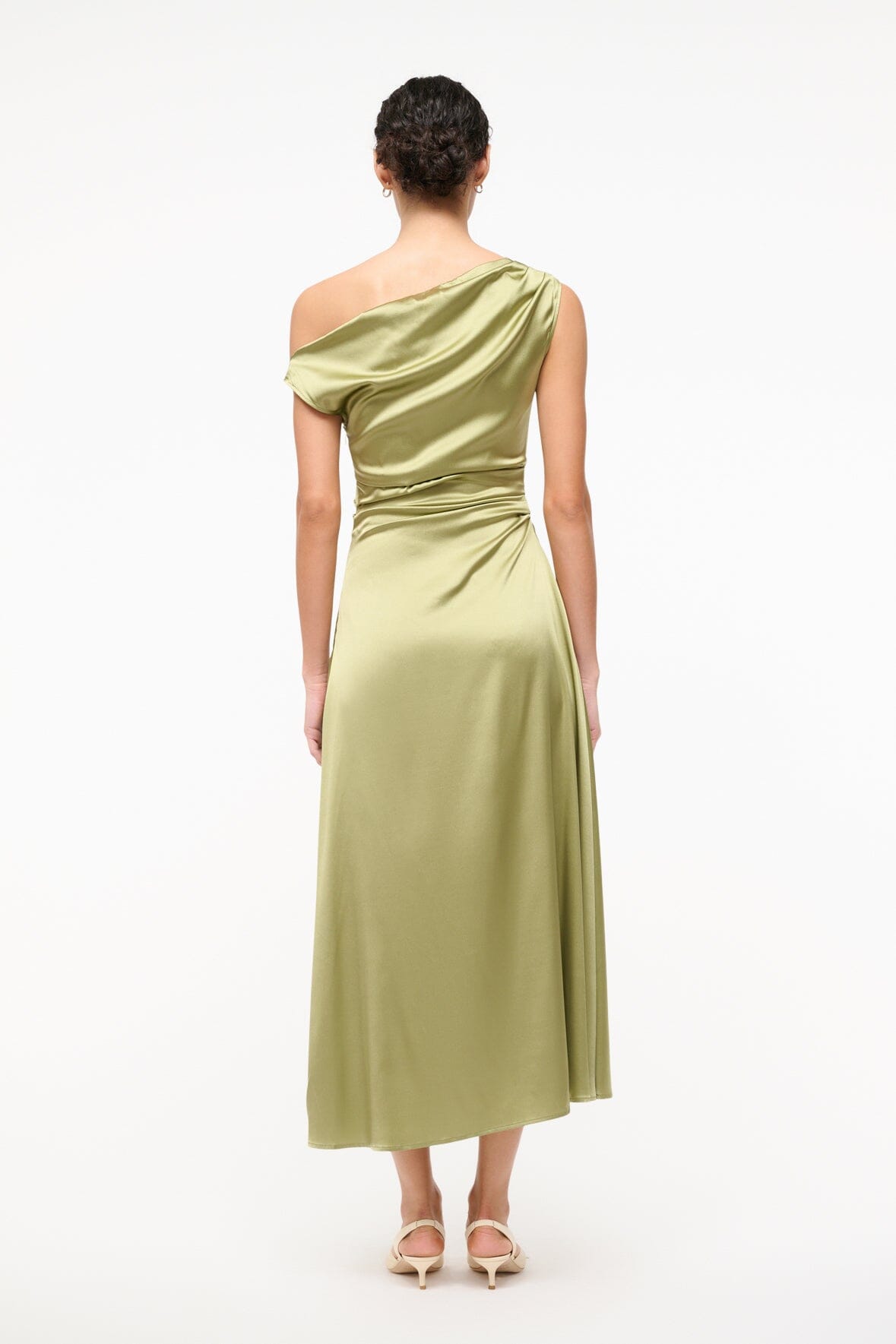 Phare Silk Off-the-Shoulder Dress in Moss for Special Occasions