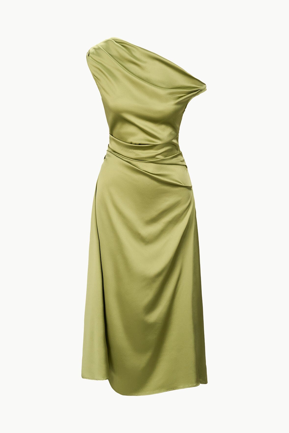 Phare Silk Off-the-Shoulder Dress in Moss for Special Occasions