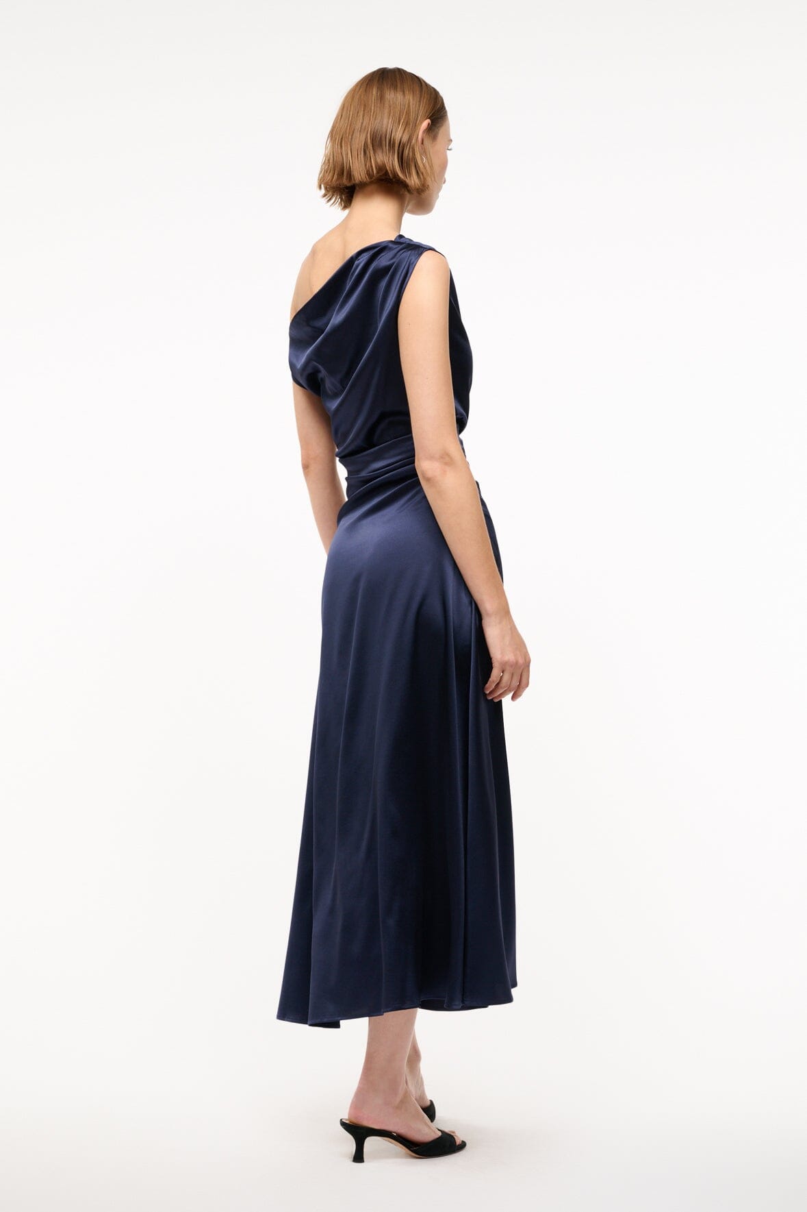 Phare Silk Off-the-Shoulder Navy Dress for Special Occasions