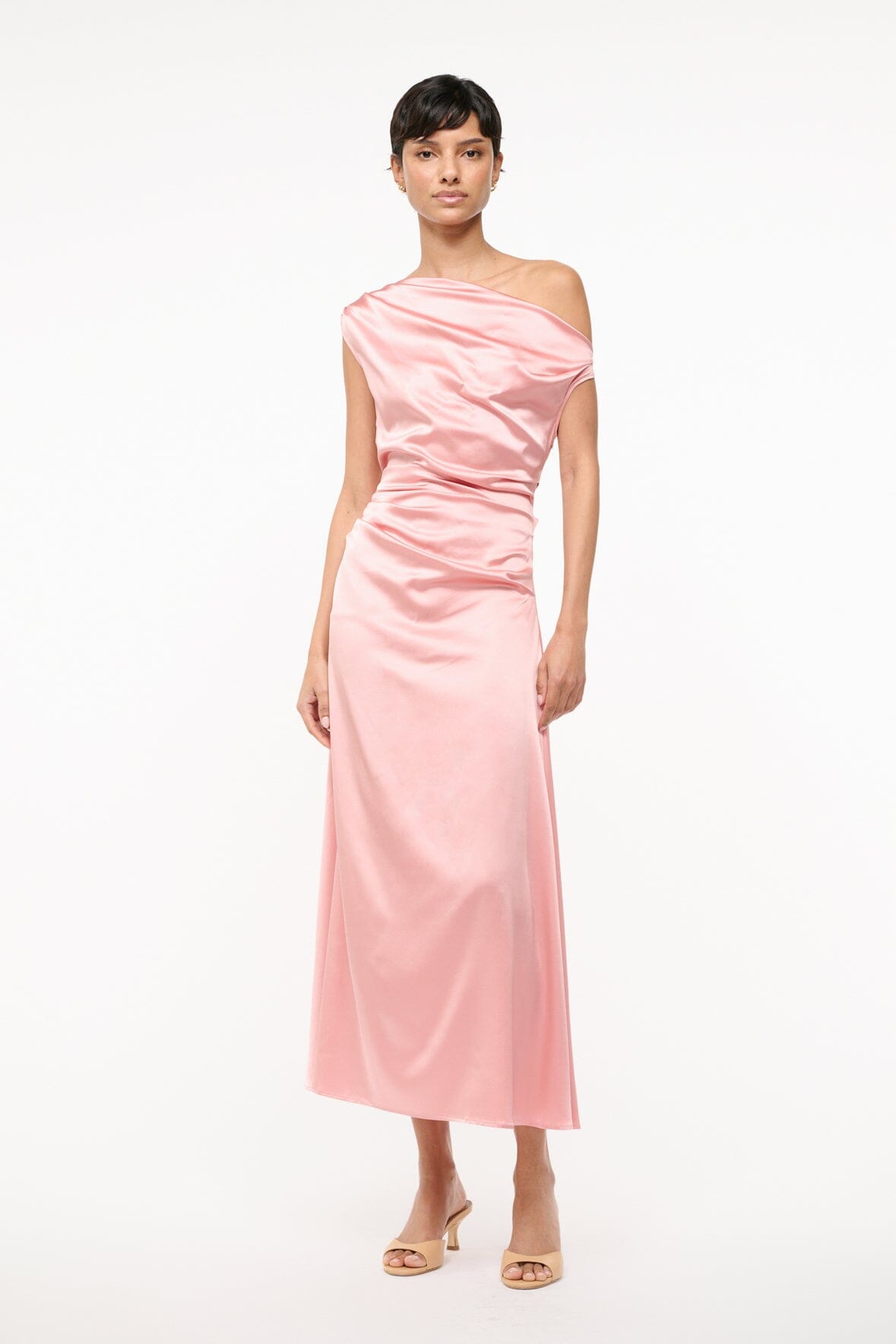 Phare Silk Off-the-Shoulder Dress in Rose for Special Occasions